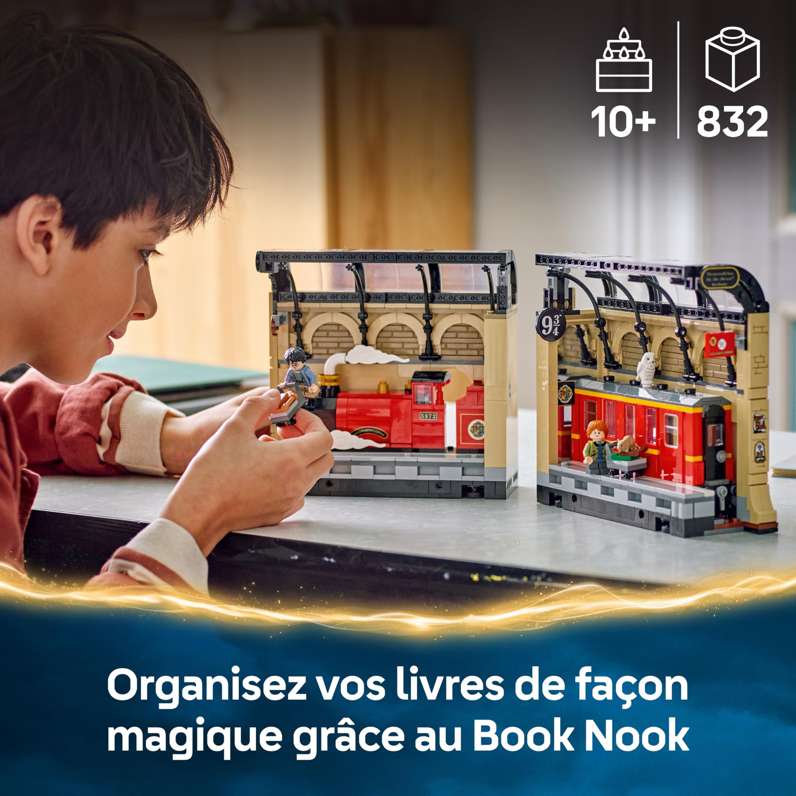 LEGO Harry Potter Book Nook : Le Poudlard Express - Jeu de Construction avec Train - Ron Weasley, Figurines de Hedwige & Croûtard - Cadeau sur Le Monde des Sorciers - Garçon ou Fille dès 10 Ans 76450
