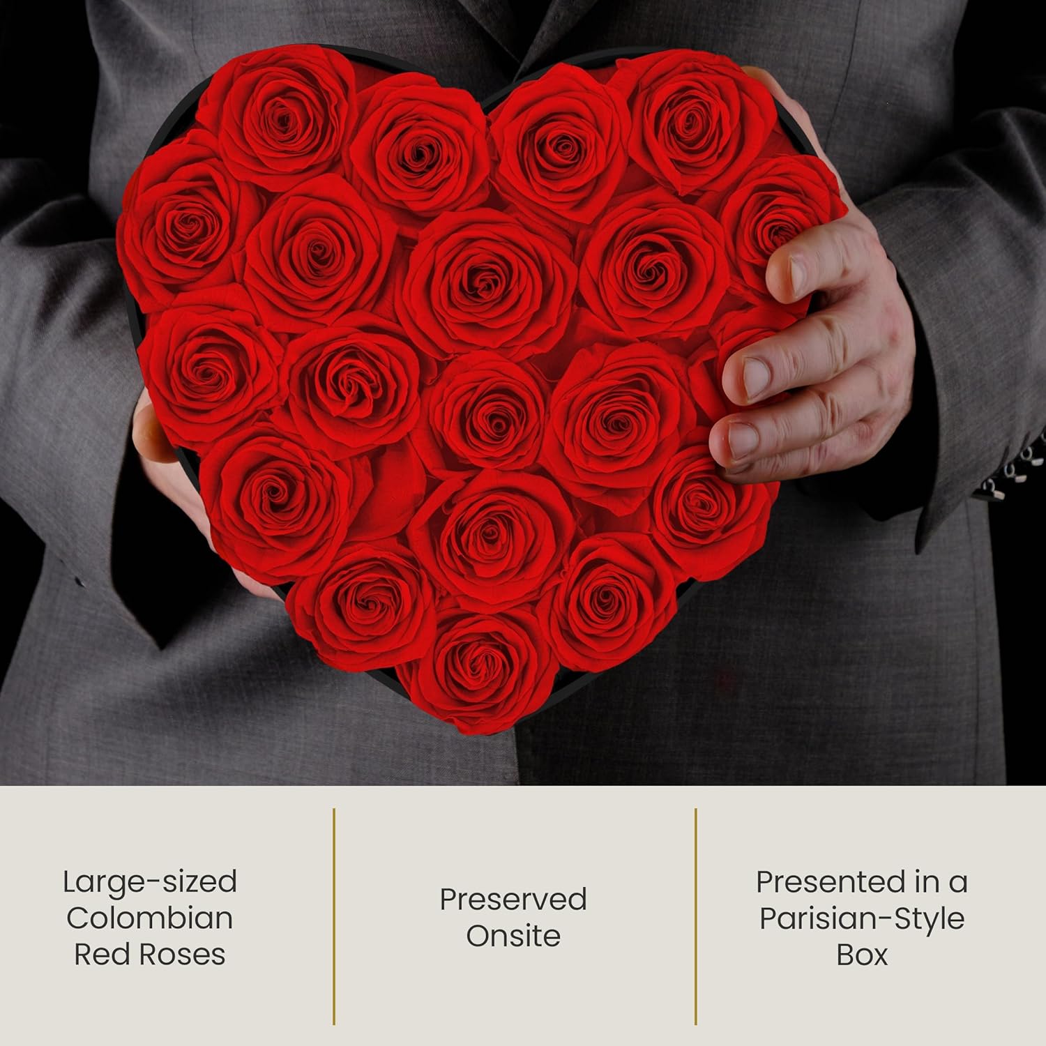 The Eternity Rose 20-Piece Preserved Roses in a Luxury Gift Box – Real Roses in Black Heart Box – A Valentine’s Gift as Everlasting as Your Love - Image 6