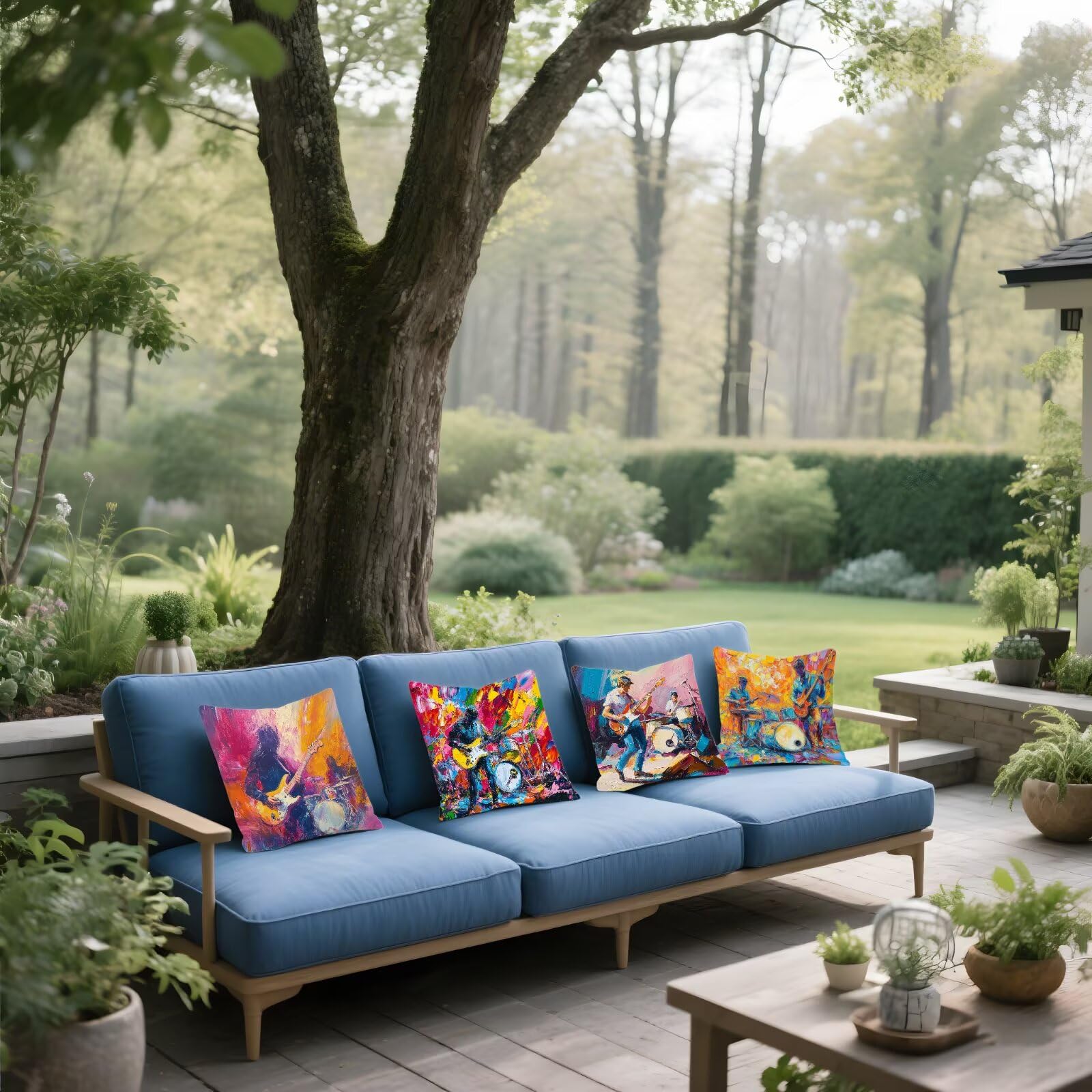 Cojines Sofa Fundas Cojines 65x65cm SúPer Suave Cojin Moderno Abstracto Juego de 4, Fundas Almohada Impermeable Exterior, Interior Y Exterior Cojin Decorativos, JardíN SalóN Regalos NavideñOs P-477