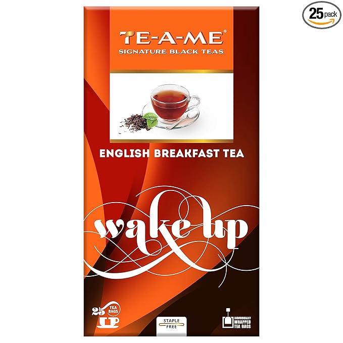 TE-A-ME Wake Up English Breakfast Black Tea, 25 Tea Bags | Premium Black Tea with Rich Flavour