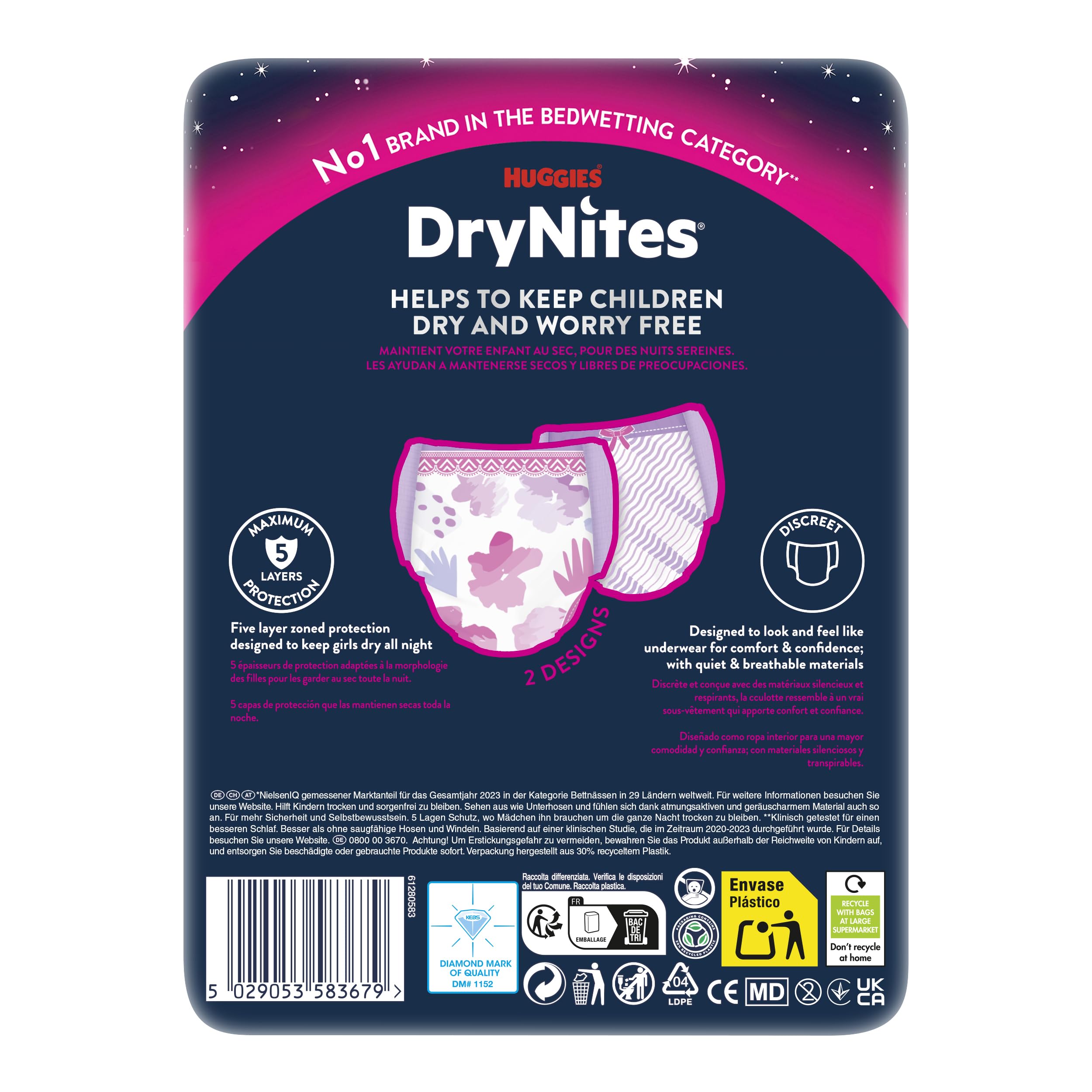 Huggies DryNites Nachtwindeln Mädchen, 13-17 Jahre, 27 St., Pyjama Pants