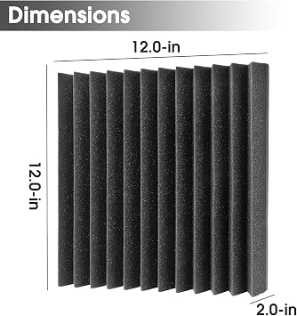 Acoustic Foam Panels 24 Pack 2x12x12 Sound Proof Padding Soundproofing Studio Foam Wedges (24 Square Feet)