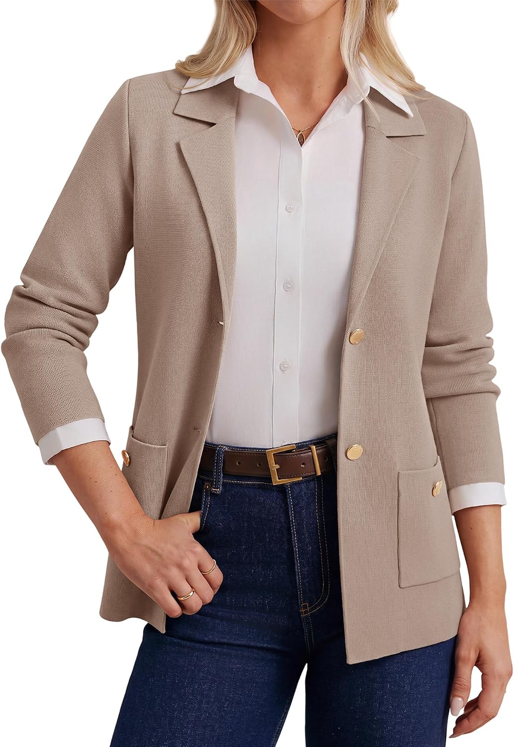 Womens Cardigan Sweaters Blazers Long Sleeve Knit Jackets Outfits
