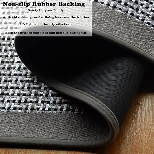 Miniatura 6 de Yancorp Tapetes de cocina para suelo de 17.3 x 29 pulgadas, alfombra de cocina de yute, color gris, lavable, antideslizante, tapetes de cocina