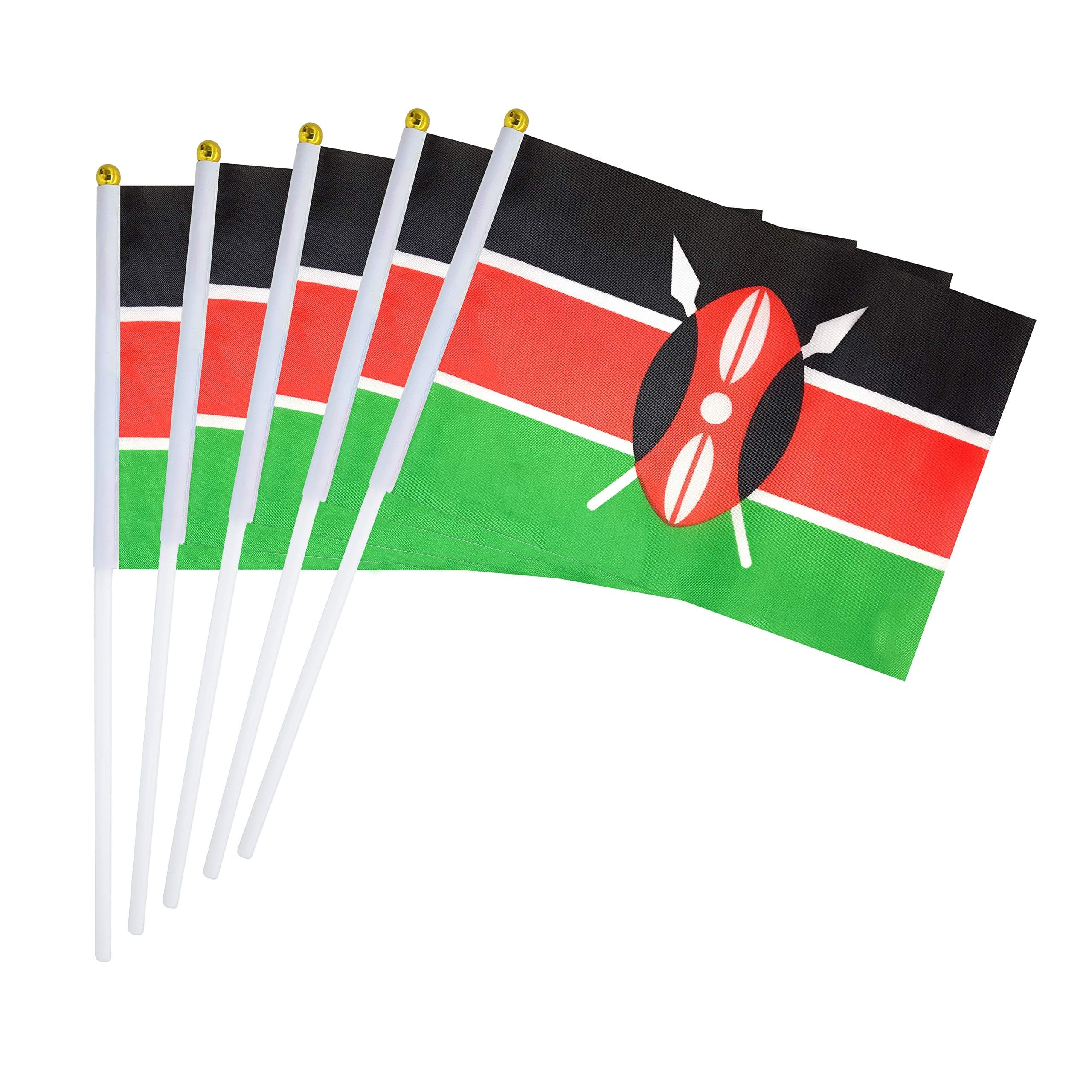 5 Pack Country Small Mini Flag Stick Flag,Suitable For Various Holiday Parties, World Cup, National Day. (Kenya)