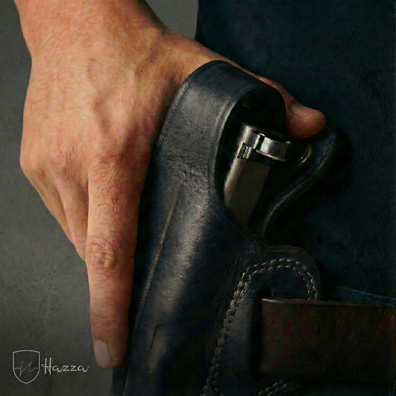 Premium Handmade Full Vegetable-Tanned Leather Gun Holster - Fits Glock 17,22 - Right Hand OWB Belt Holster - Superior Comfort and Durability by Hazza