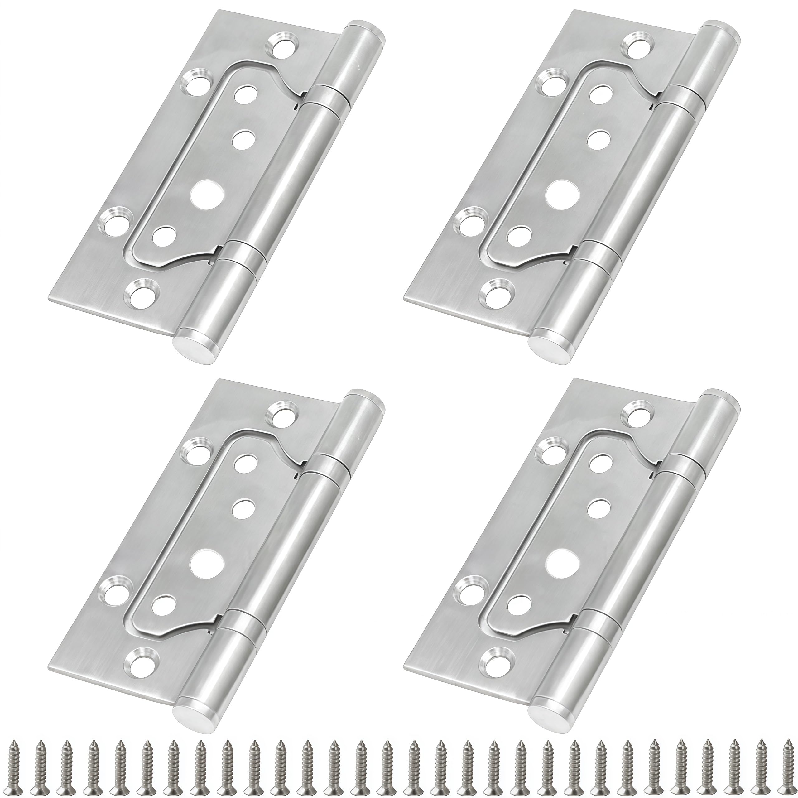 Vbnexyr Men's Regular 4 Pack Stainless Steel And Fe Interior Door Silent Hinges Suitable For Room Doors Wooden Doors Boxes 4 Inch Letter Hinges 2.0Mm Thick
