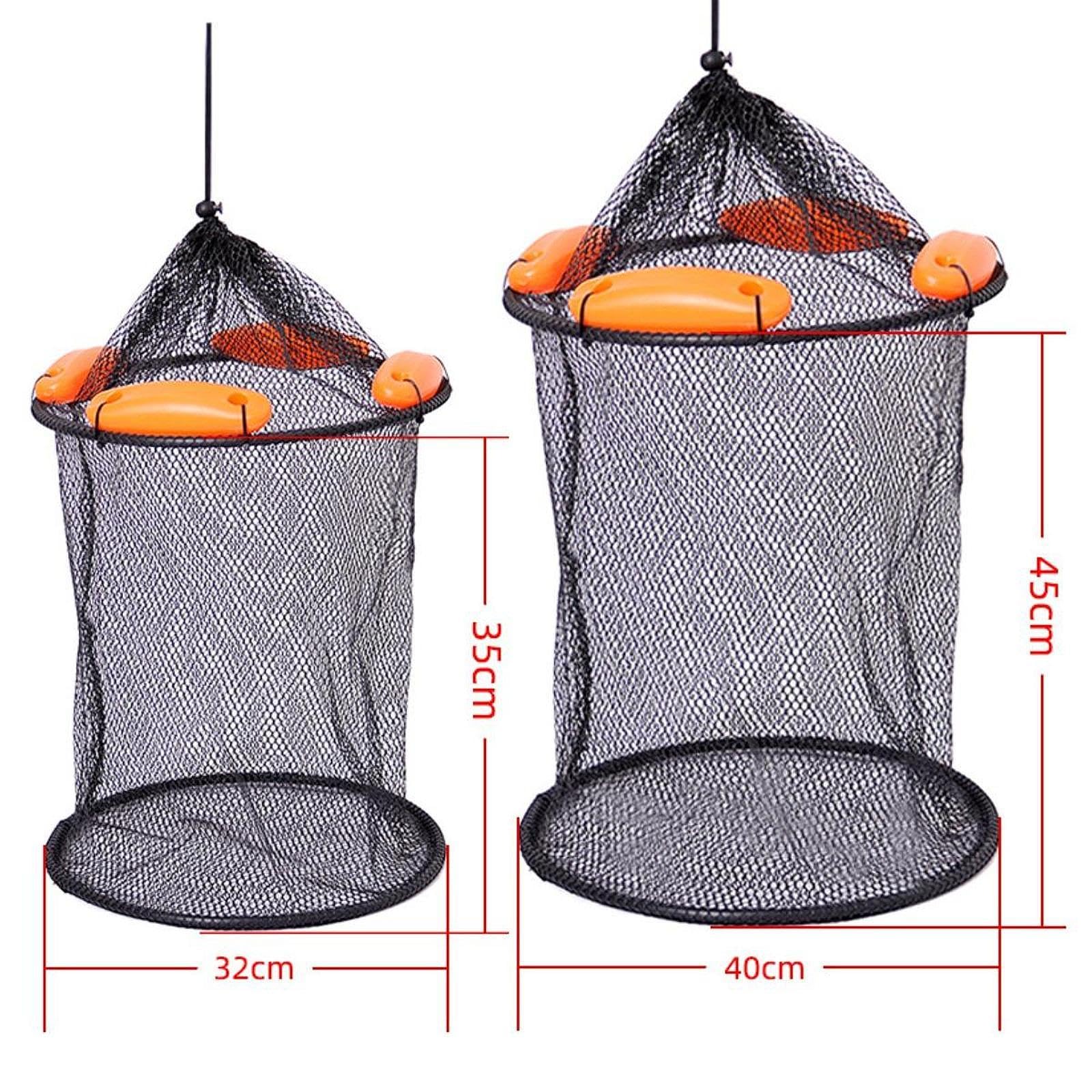 rockible Float Fish Basket Coated Netting Accessories Fishing Bucket Well Fishing Cage for Crayfish Lobsters, 33x35cm