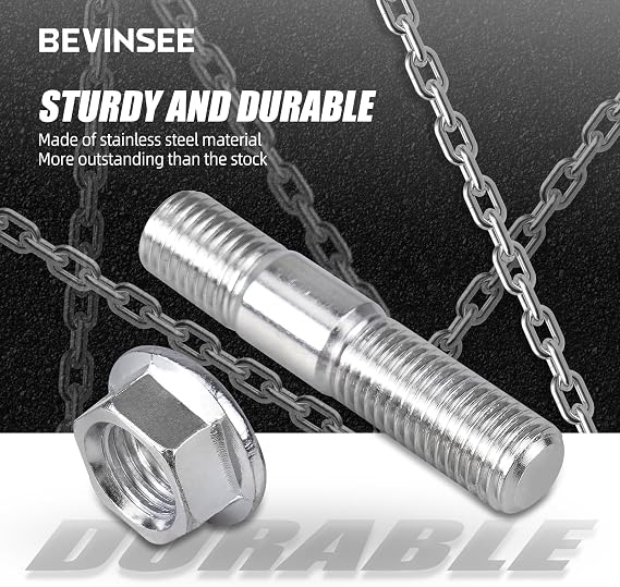 Bevinsee 4PCS M10-1.25x48mm Exhaust Manifold Stud Nuts Kit