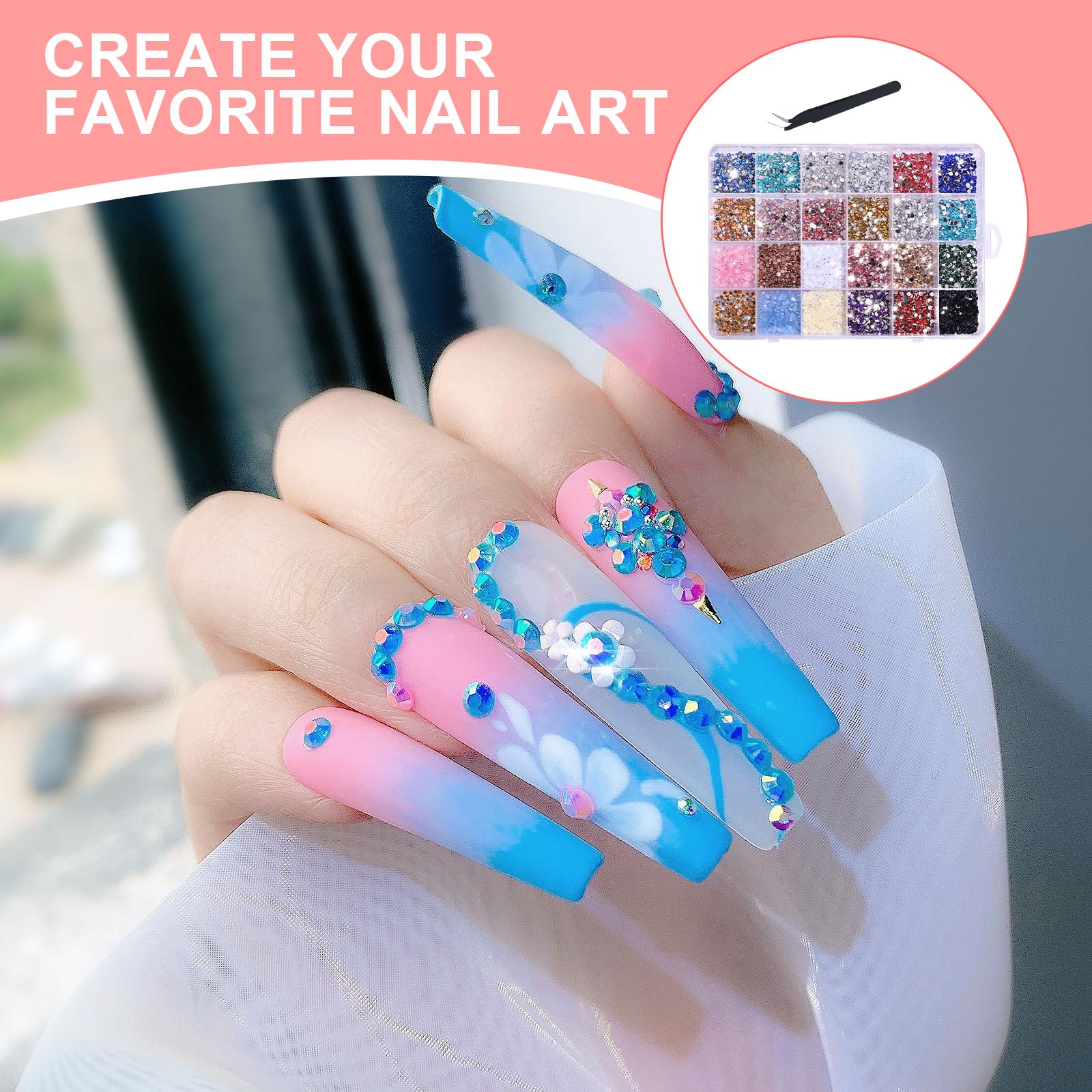 Unghie Finte Con Strass Glitter 3D Indossabili Toppe A Scatto In - Foto 9