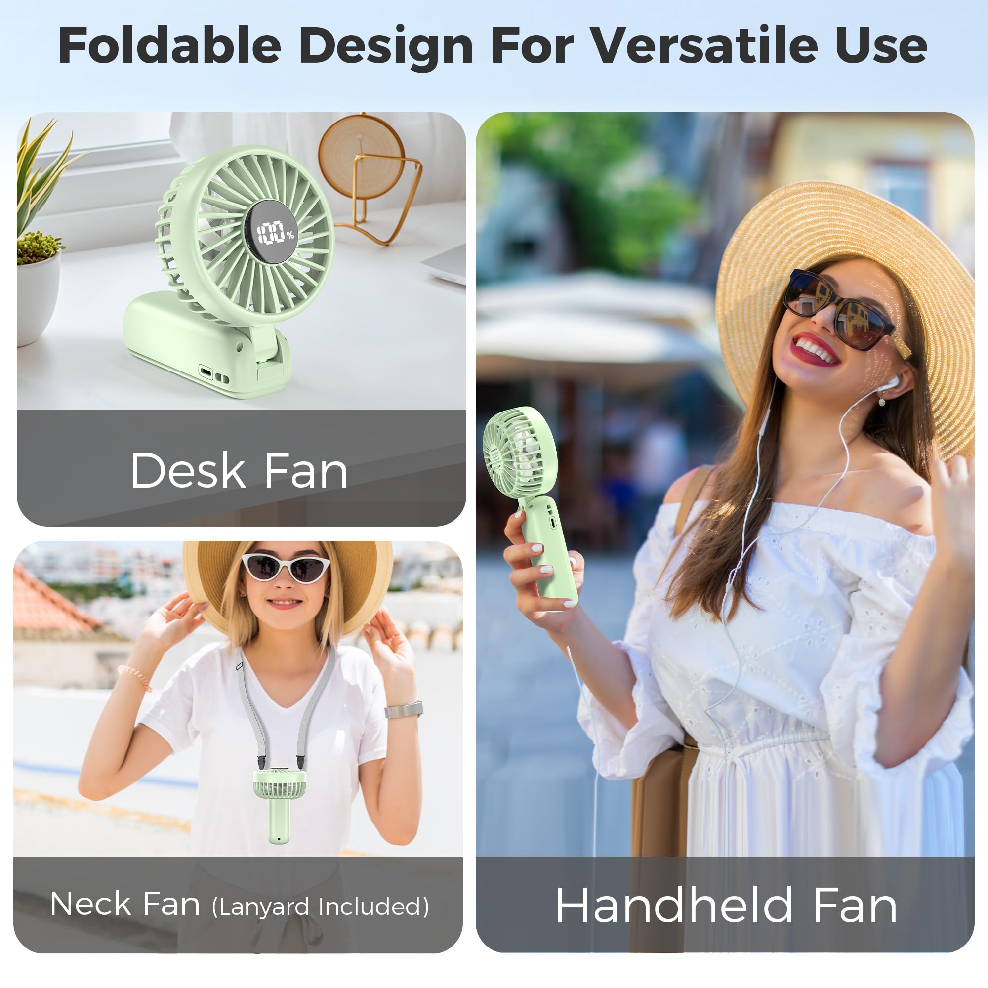 Snapklik.com : Portable Handheld Fan, 5000mAh Rechargeable Battery, Max ...
