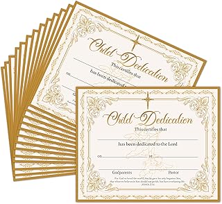 Baby Dedication Certificates, 25 Pcs Baptism Certificates for Church, Gold Foil Christening Recognition Gifts for Boys Girls, Baby Shower Baptism Party Supplies Decorations, 15