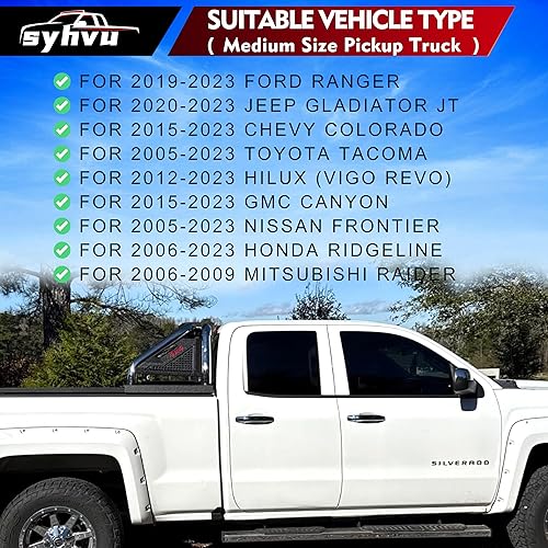 Miniatura 18 de Barra enrollable deportiva ajustable para caja de camioneta, barras enrollables de acero inoxidable compatibles con Dodge Ram 1500/2500/3500, Ford