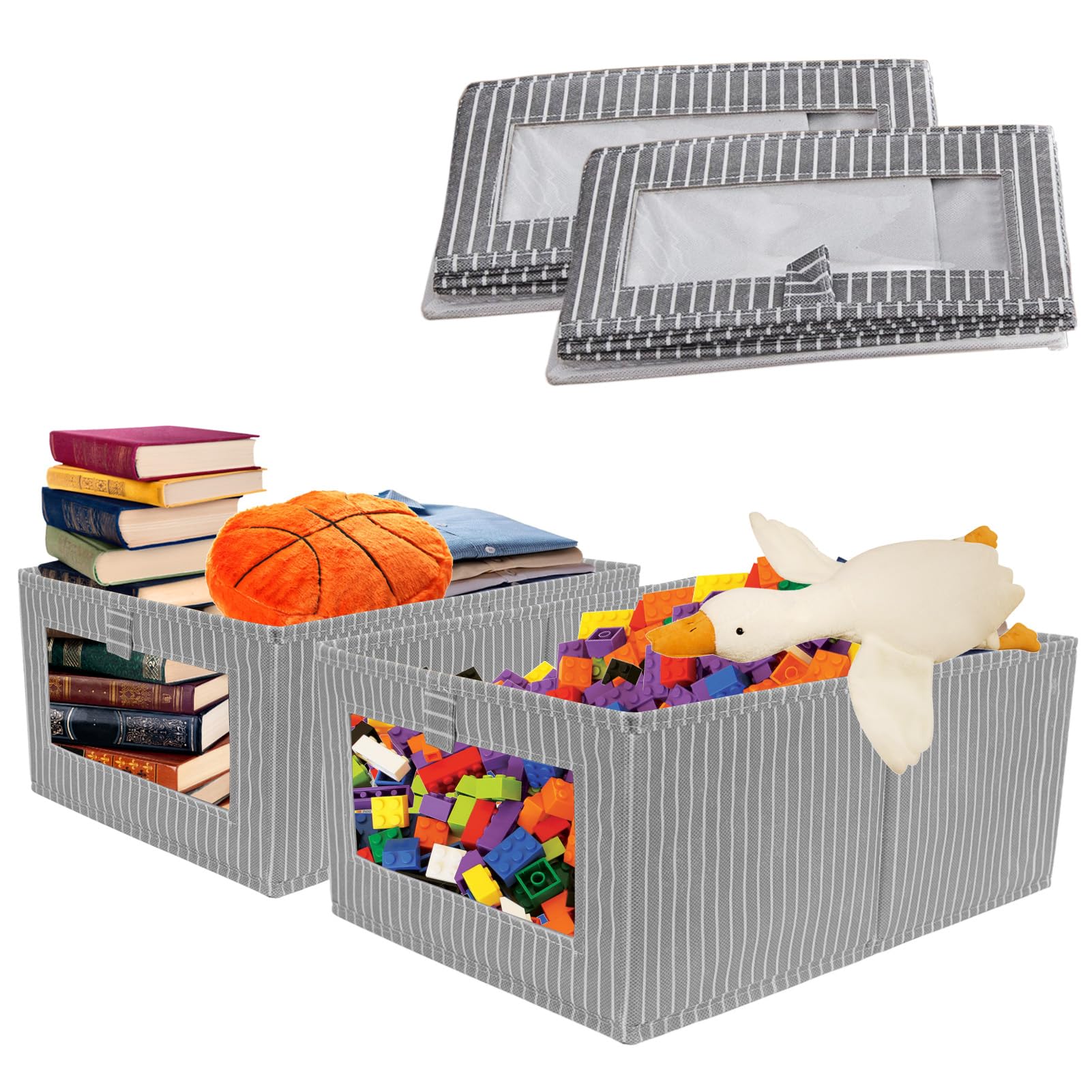 Toy Box, 2PCS Toy Storage, Toy Chest for Adults, Toy Box for Living Room, Foldable Toy Box , Toy Storage Bins for Storage Different Clothes, Snacks, Toys and Books