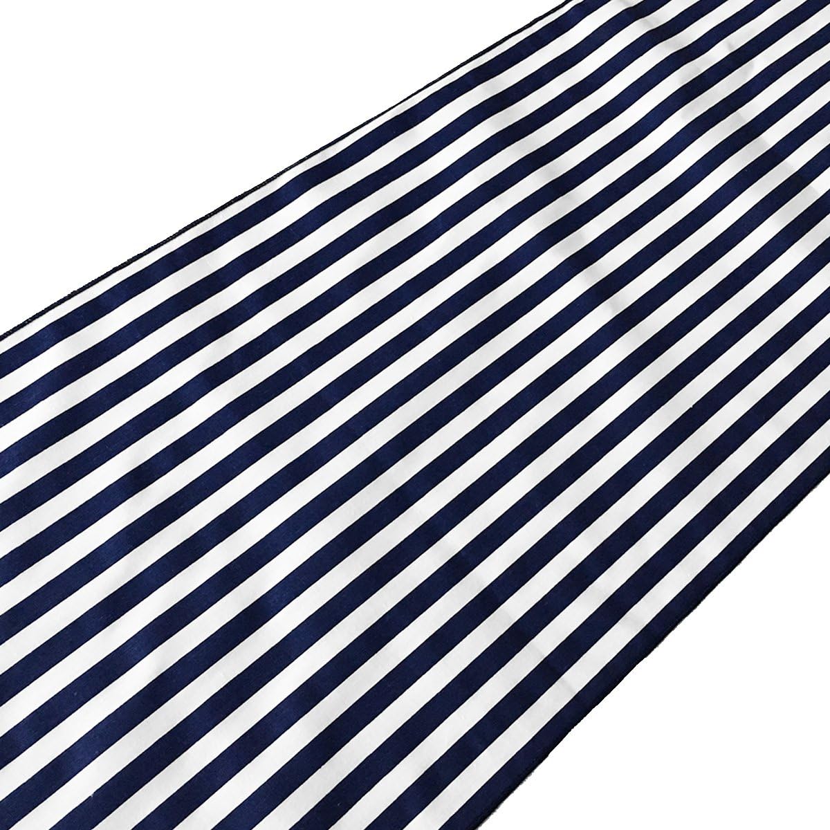 lovemyfabric Poly Cotton 1/2 Inch Striped Navy and White Print Table Runner for Party, Wedding/Bridal Shower, Birthdays/Baby Shower, Home Decor and Special Events (12"x120")