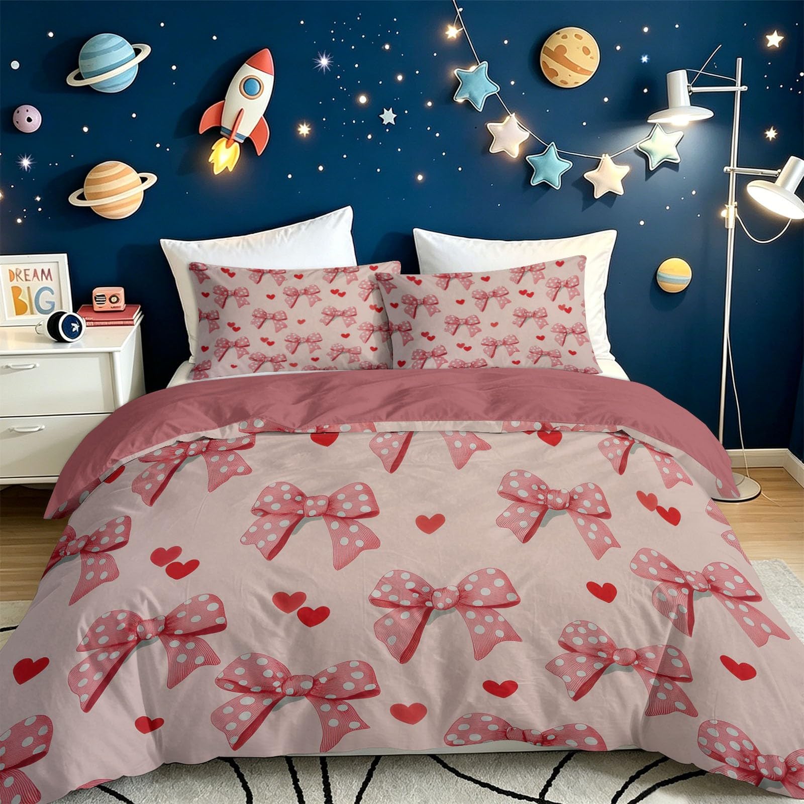 Słodka, romantyczna pościel 240 x 220 cm, bardzo miękka poszewka na kołdrę z mikrofibry, poszewka na kołdrę z zamkiem błyskawicznym, dla dorosłych, dzieci, młodzieży