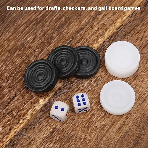 Miniatura 3 de Damas de plástico, 0.866 in negro blanco backgammon damas internacional portátil chips piezas conjunto para niños