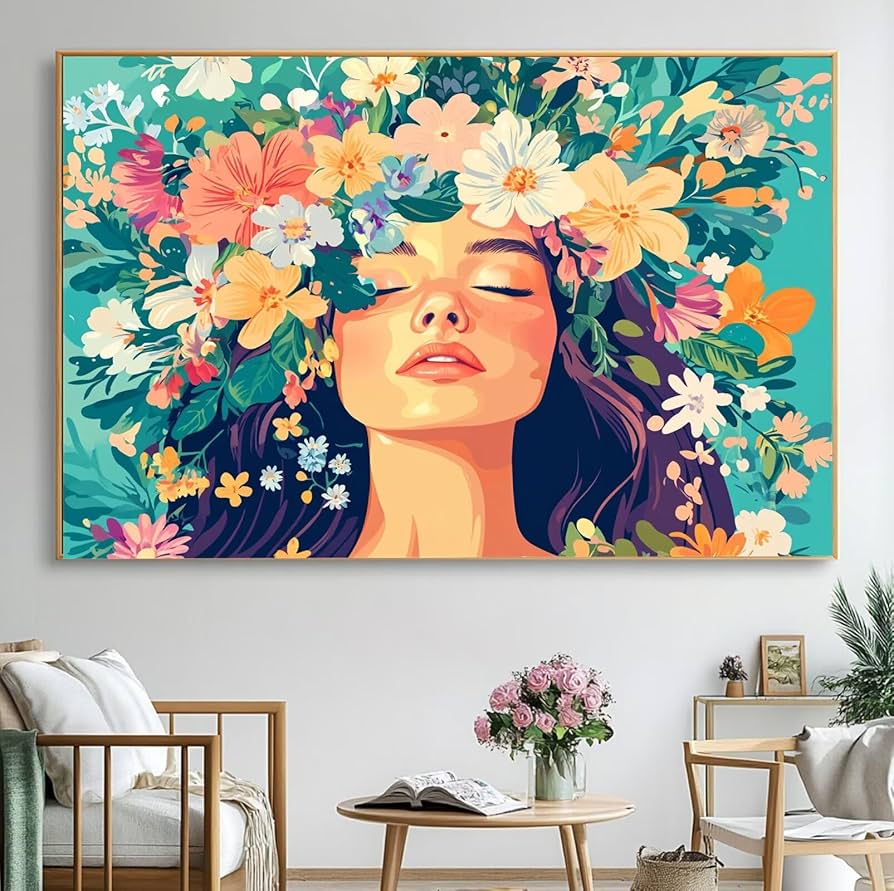 Amazon.co.jp: 数字油絵 女性 油絵 キャンバ, 塗り絵 数字