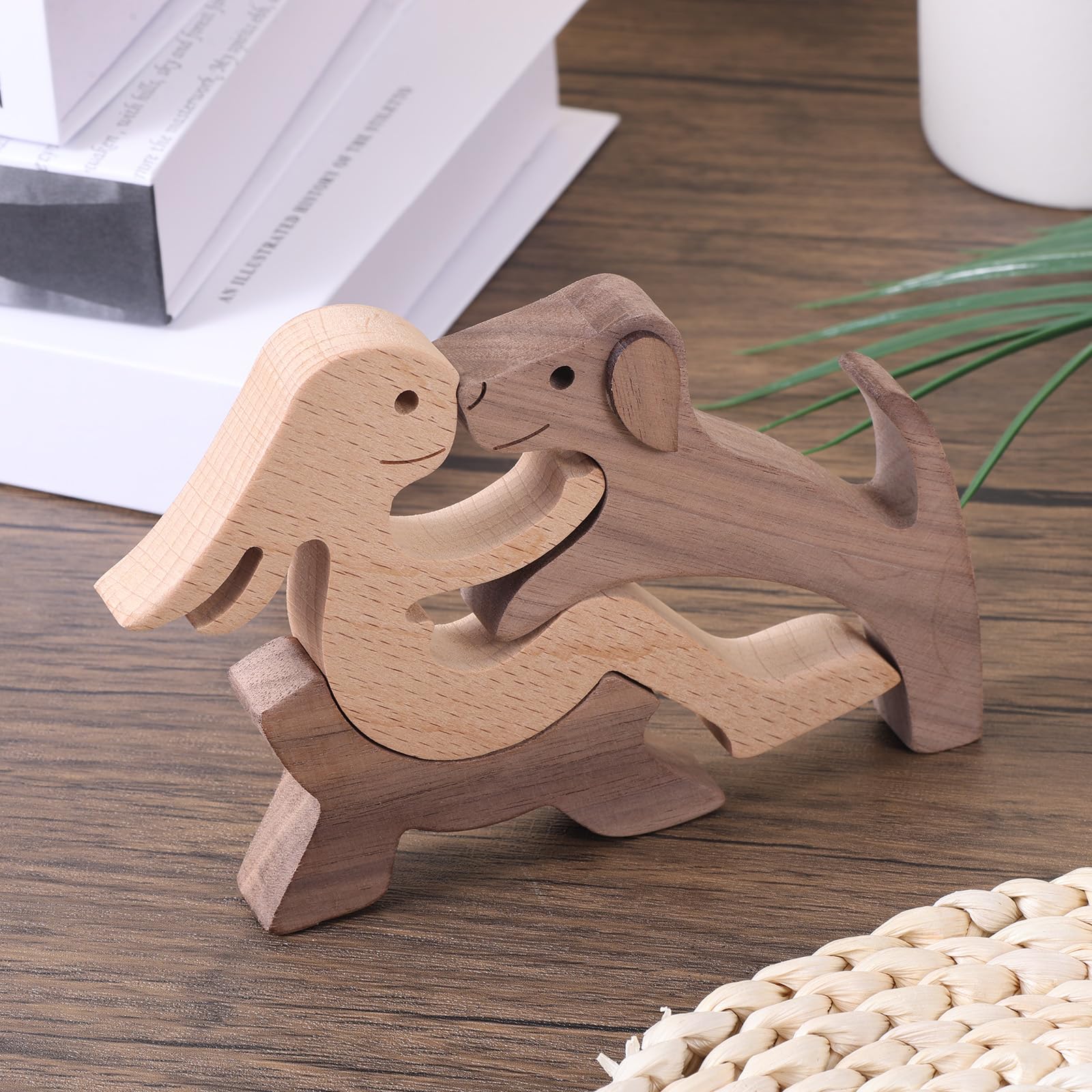BOXOB 3pcs Wooden Dog Figurines - Image 3