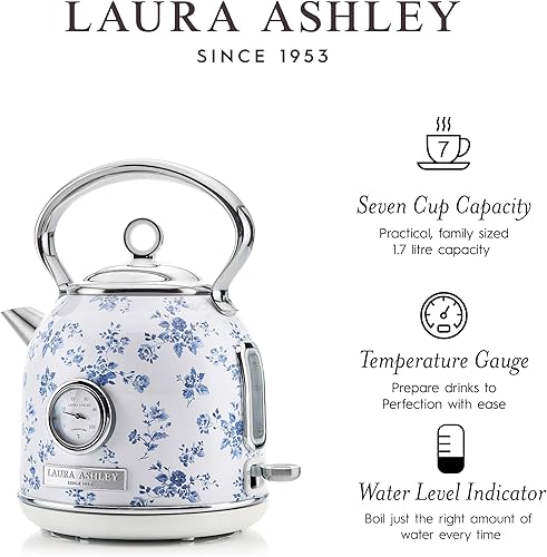 Miniatura 7 de Laura Ashley Hervidor eléctrico de acero inoxidable de 1.7 litros Hervidor eléctrico de hervir rápido de 1500 W para agua hirviendo Hervidores de