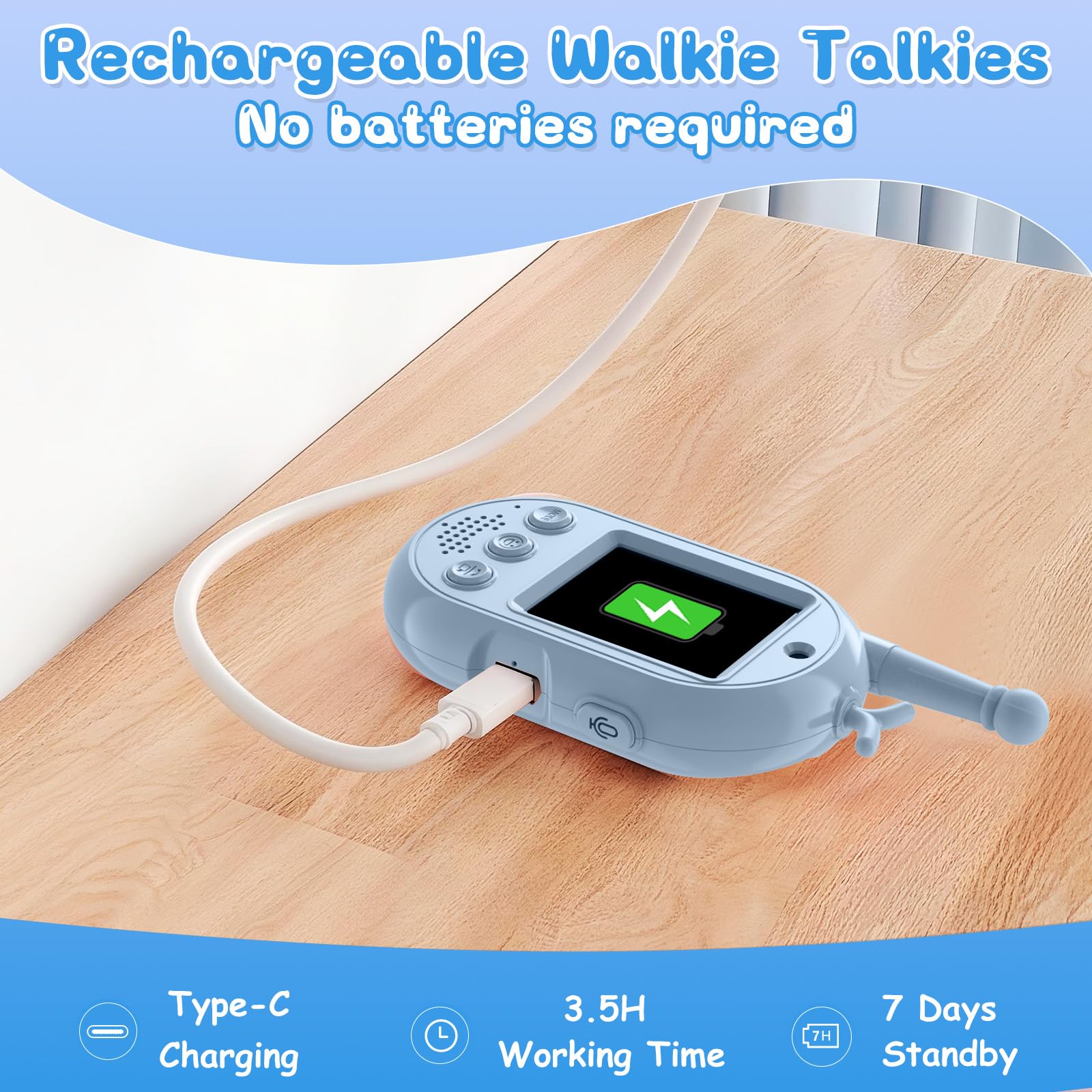 Video Walkie Talkie Kinder, 2er Set Walky Talky Aufladbar mit Display, 2-Way Radio Funkgeräte Große Reichweite, Weihnachten Geburtstag Geschenke Spielzeug für Jungen und Mädchen von 3-12 Jahren