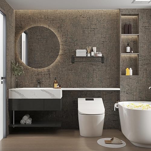 Miniatura 9 de Papel de contacto de mármol marrón de 24 x 354 pulgadas, papel tapiz impermeable para encimera, papel de contacto autoadhesivo de mármol, papel de