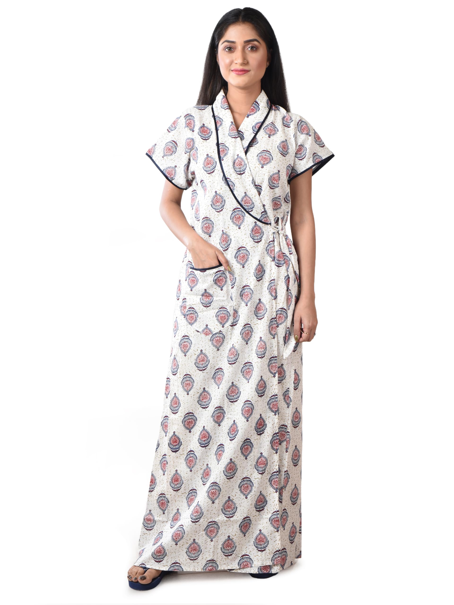Women's Cotton Housecoat Nighty Robe Maternity Soft & Comfortable Sleepwear Gown - (White)-image-32