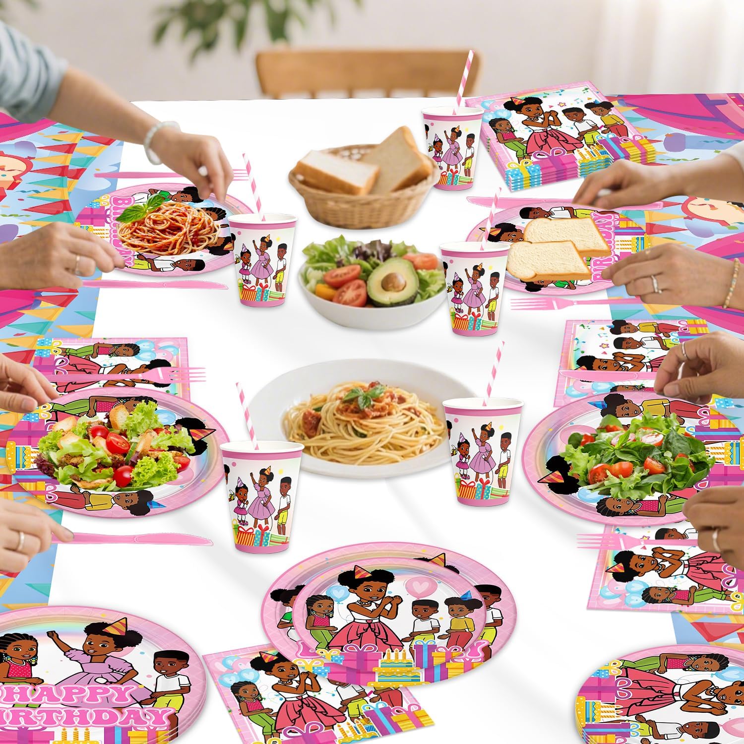 141pcs Gracies Birthday Tableware Decorations Party Plates Cups Soccer Theme Napkins Beach Ball Tablecloth for Gracies Party Decoration