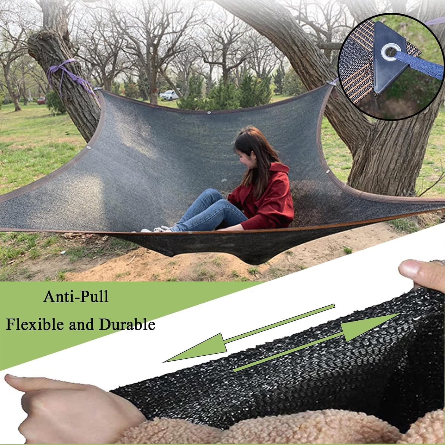 ZOZIJIU Rete Ombreggiante - Rete Ombreggiante con Occhielli, Tenda Leggera e Resistente per Terrazza, Pergola, Balcone, Giardino, Piante, Serra, Pollaio, Esterno (Nero, 6 x 8 m)