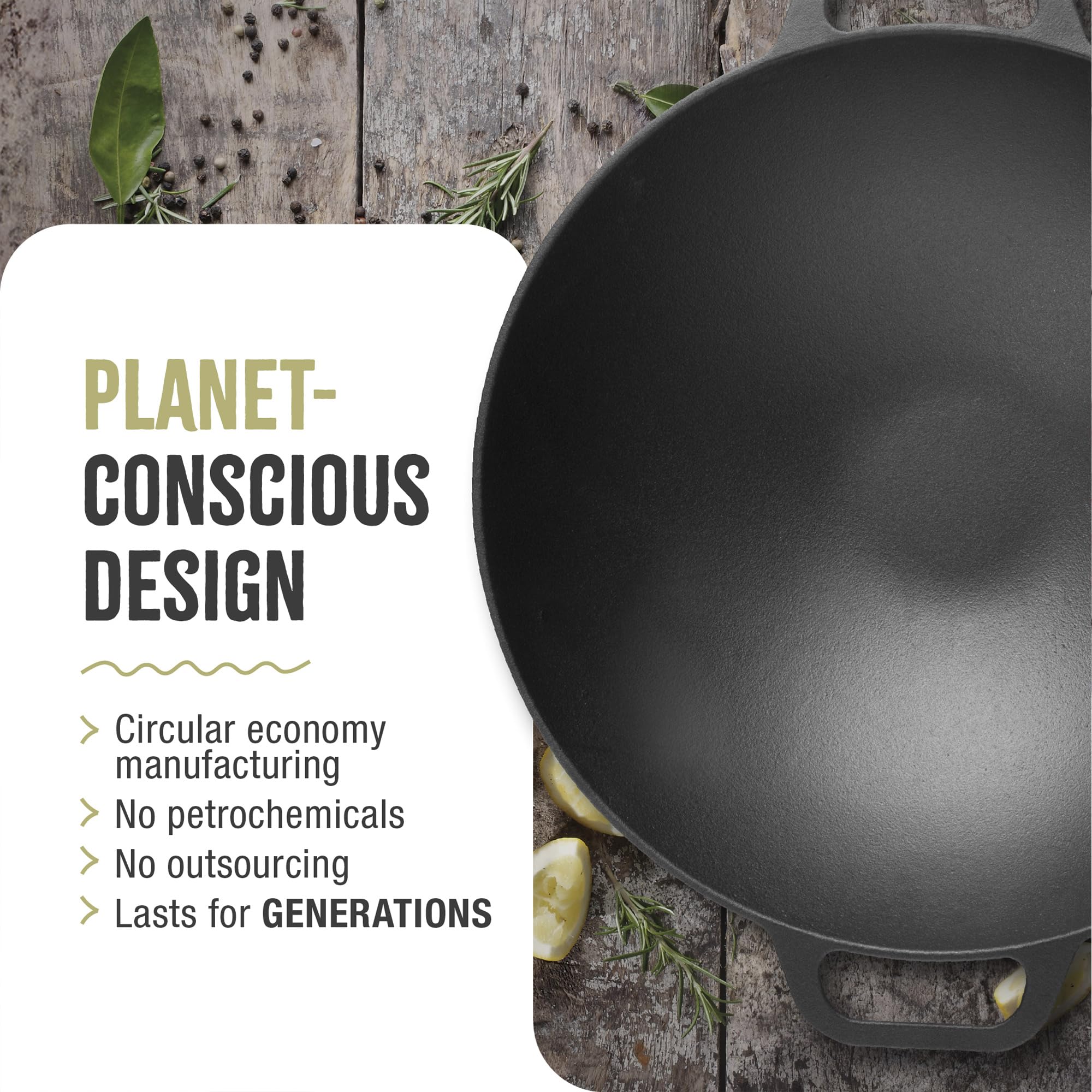 Victoria Wok Indukcyjny emaliowany żeliwo 35,5 cm nadaje się do ognia, grilla, piekarnika, płyty ceramicznej, gazu, patelni żeliwnej, toksyczny bez PTFE i PFOA