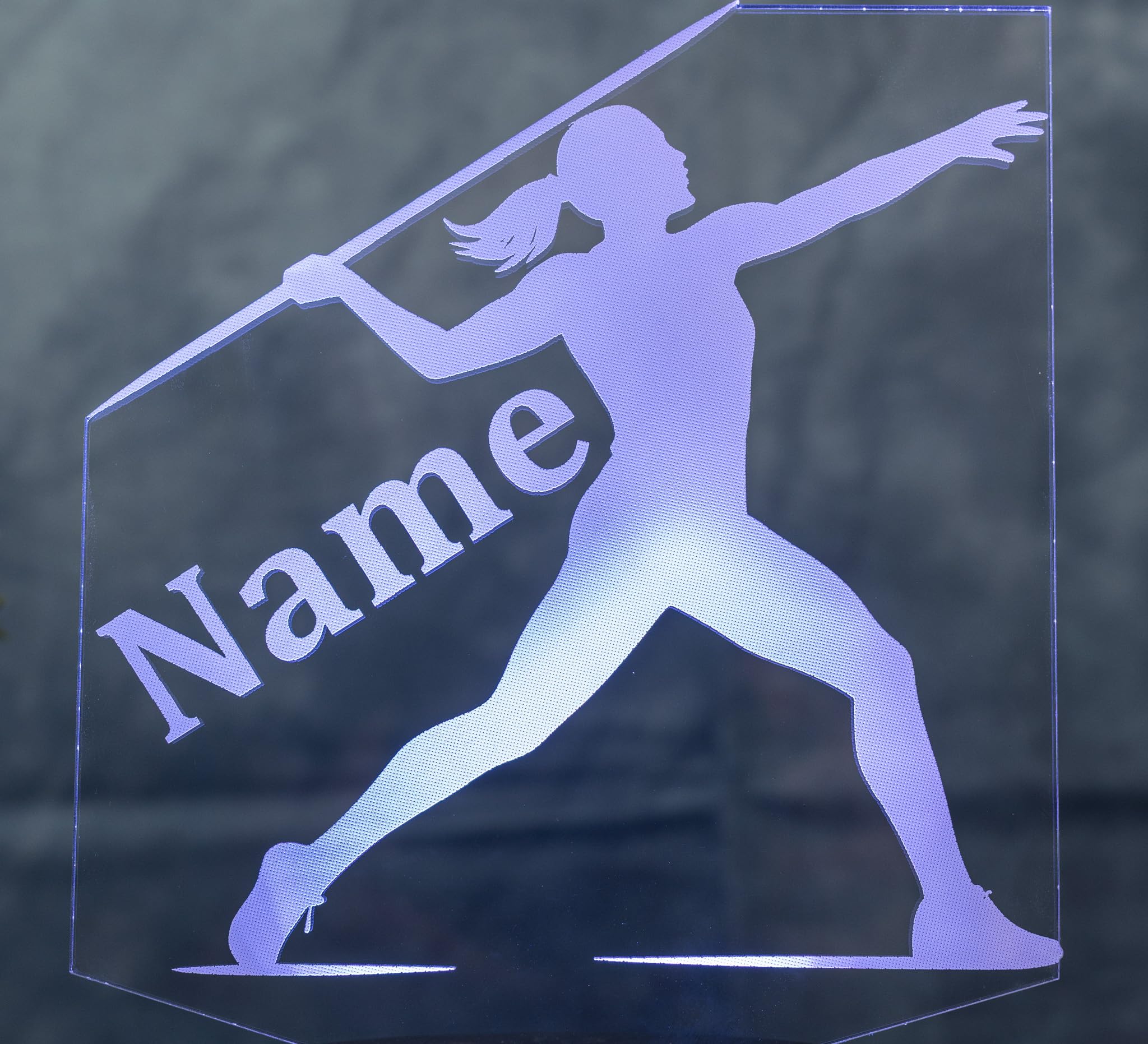 Speerwurf Lampe personalisiert – LED Nachtlicht mit Name | Leichtathletik Geschenk für Frauen & Mädchen | Javelin Throw Light Sport Deko Kinderzimmer & Vereinsheim