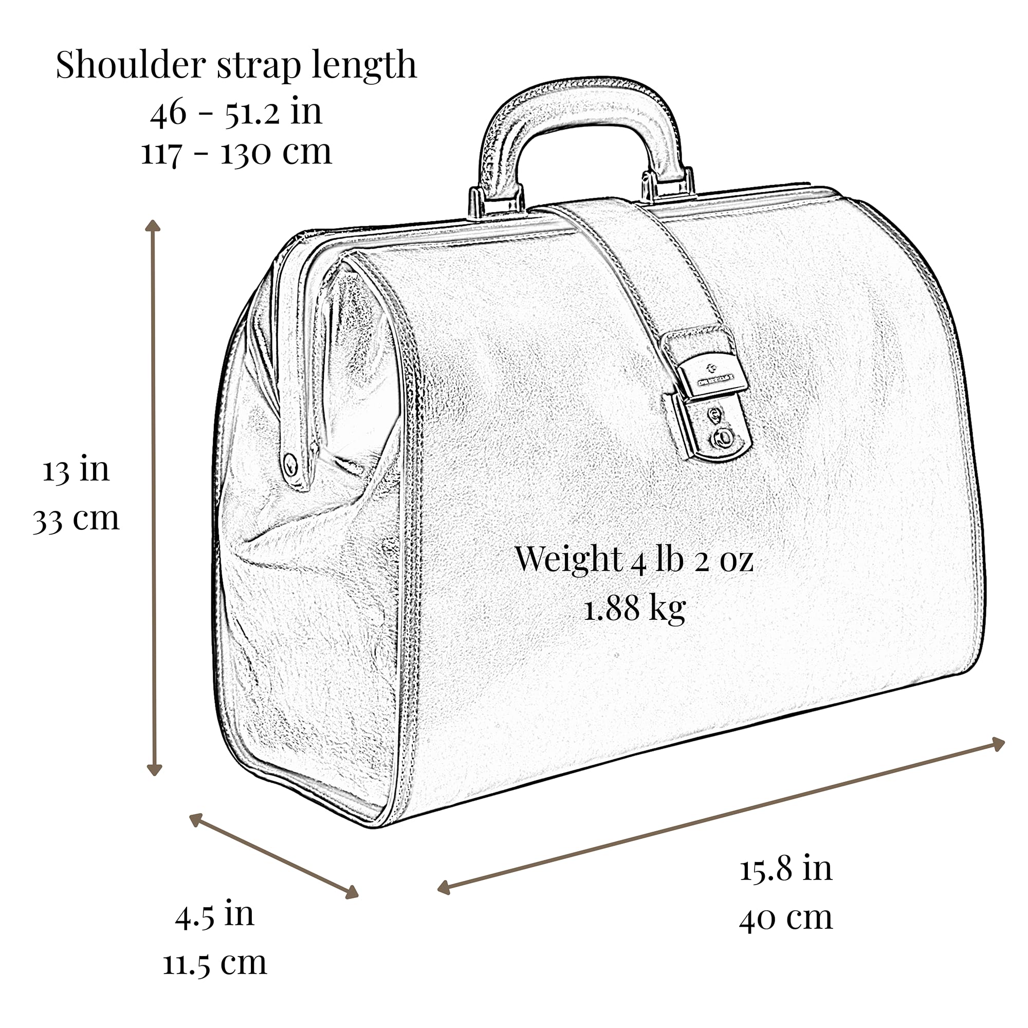 Time Resistance Maletín de Médico de Cuero - Maletín Médico Italiano Hecho a Mano - Bolso de Mano de Estilo Vintage