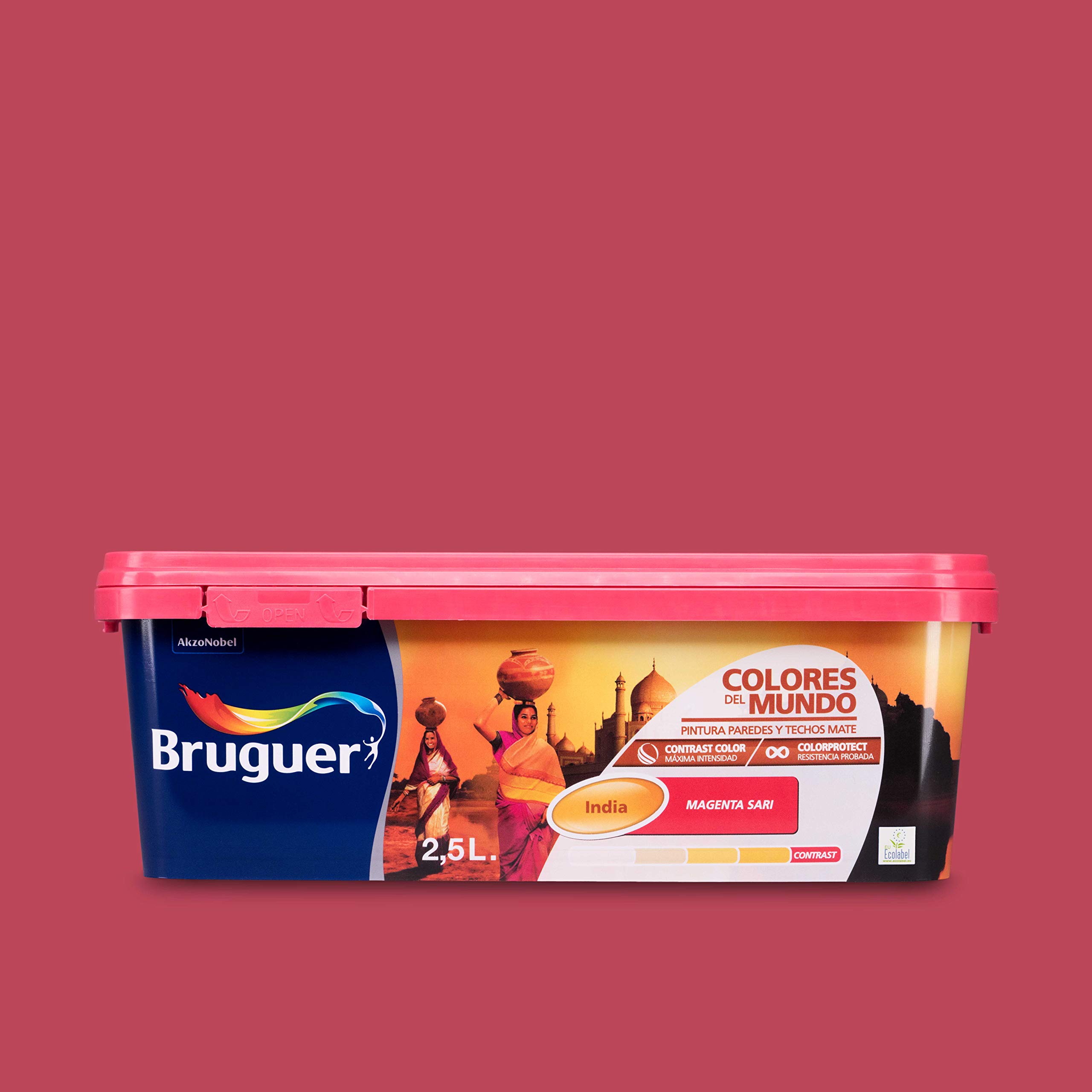 Bruguer Colores del Mundo Pintura para paredes monocapa India Magenta Sari 2,5 L