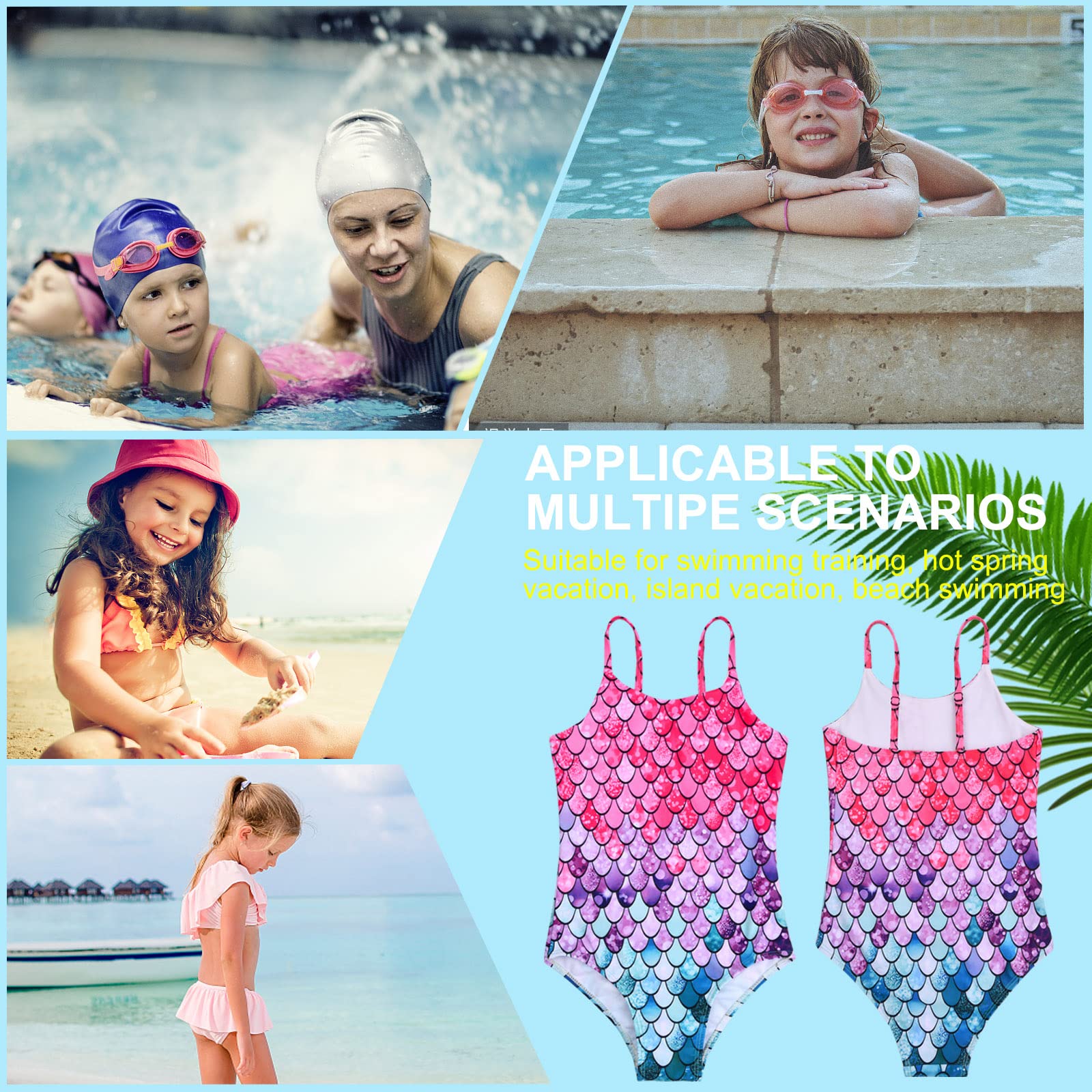 Nivofu Traje de Baño de Una Pieza para niñas, Bañador Niña, Traje de Baño Sirena para Niña, Traje de baño para niñas, Niñas Verano Natación Trajes de Baño para Fiesta natación de Verano
