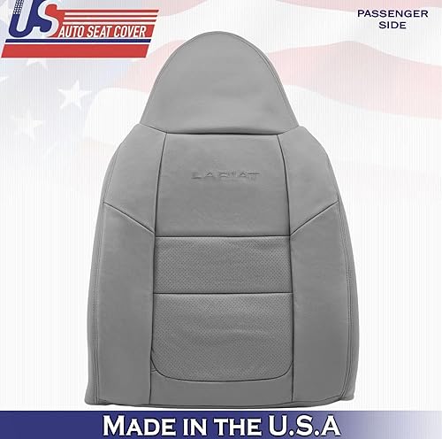 Miniatura 2 de US Auto Seat Cover 2001 para Ford F250 F350 Lariat Pasajero Superior e Inferior Perforado Cuero Cubre Gris