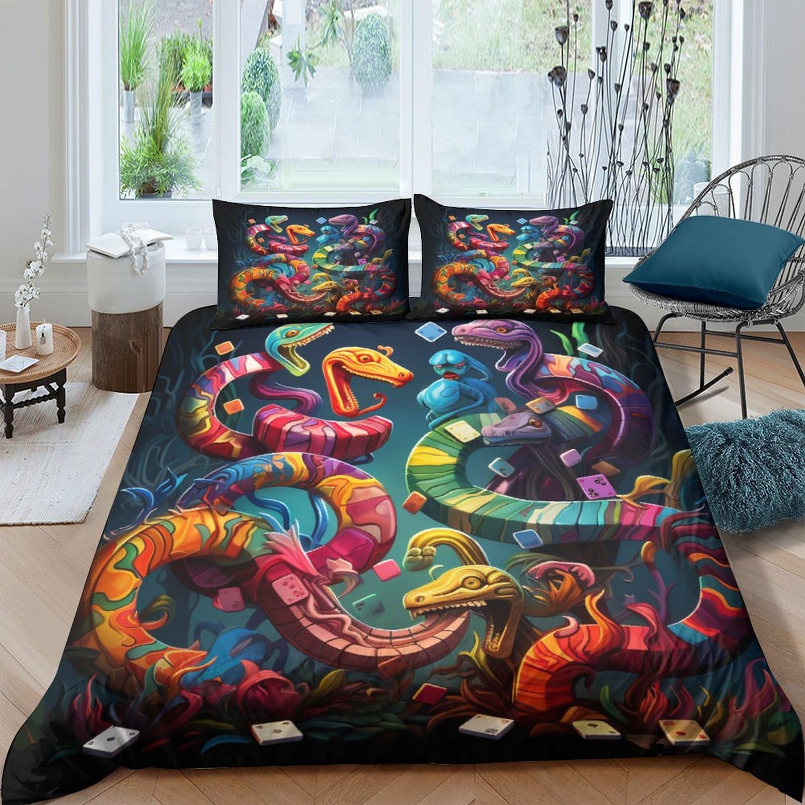 Housse de couette serpent avec fermeture éclair lit 200x200