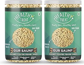 Healthy Treat Gur Saunf 400g | Jaggery Coated Saunf | Gud Saunf | Jaggery Saunf | Jaggery Coated Fennel Seeds | Saunf Mouth Fresheners | Digestive, After-Meal | Traditional Mukhwas, Mouth Freshener Gur Saunf | Perfect for Snacking Anytime | (Pack of 2-200
