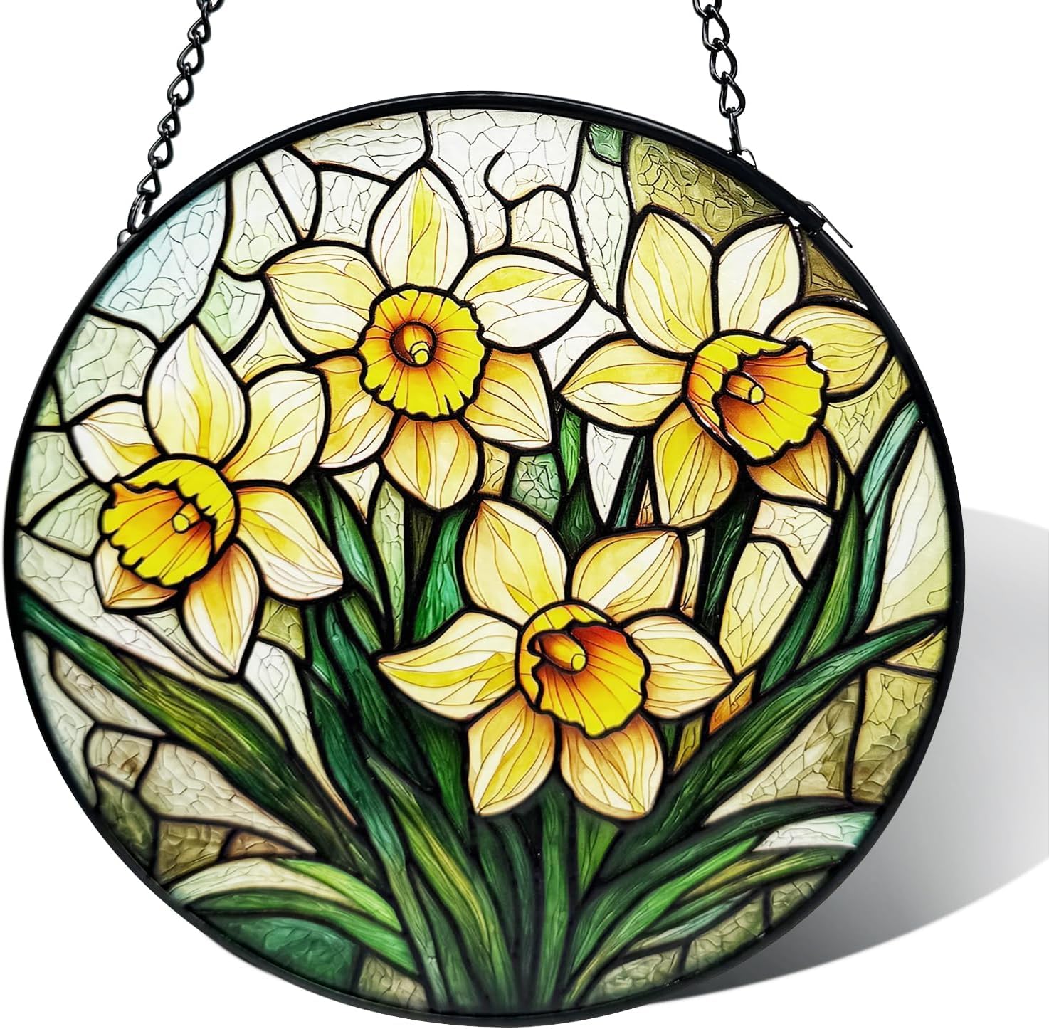 Minwegi Multicolor Sun Catcher For Windows, 20Cm Acrylic Hanging Ornament With Daffodil Design, Uv Resistant & Easy Install Home Decor Gift