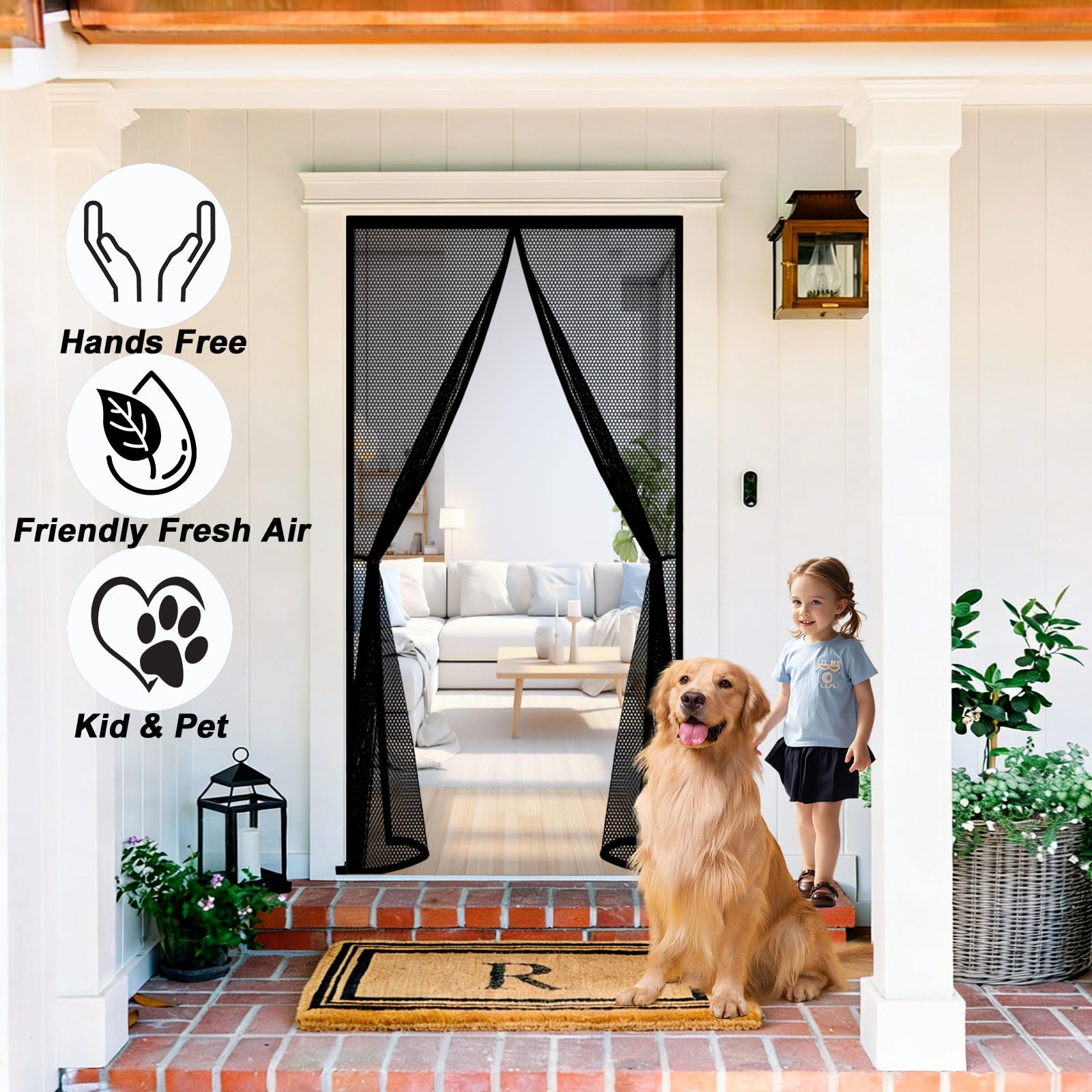Zanzariera Magnetica per Porta 170 x 270 cm Rete Fine Anti Zanzarem, Facile da Installare Zanzariera Tenda Magnetica per Porte Finestre Balcone Soggiorno, Nero