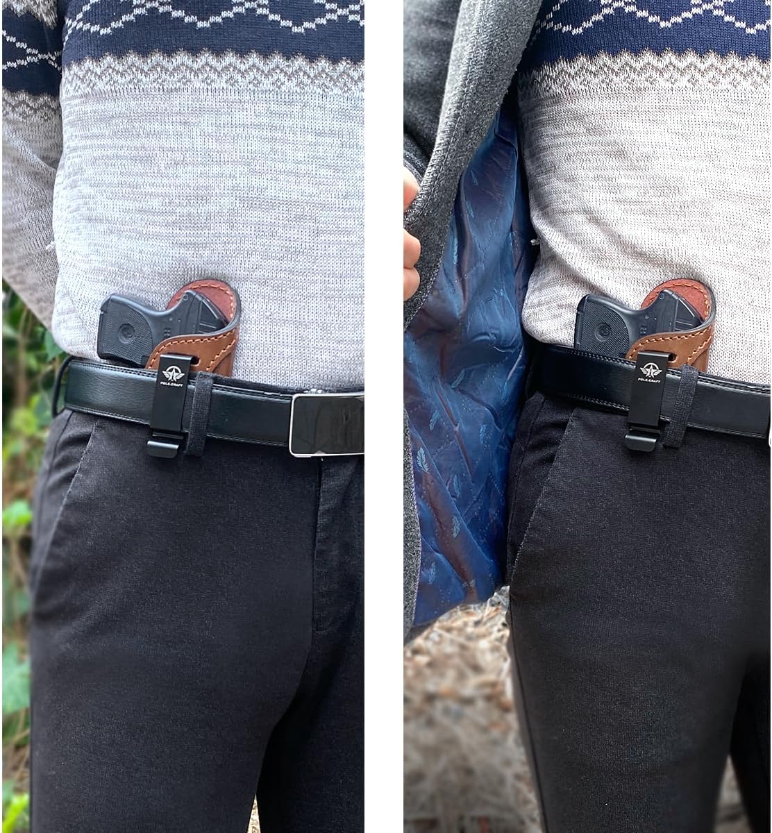 POLE.CRAFT IWB Leather Gun Holsters for Small Pistols : Ruger LCP380 LCP II Sig Sauer P365 P238 P938 Walther PPK 380 CCP S&W Bodyguard 380 Beretta Pico - Kahr P380