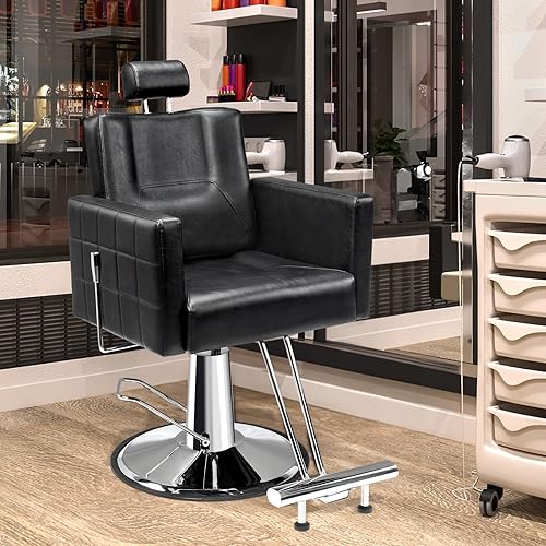 Miniatura 2 de Silla de peluquería hidráulica resistente, silla de salón para estilista para todo propósito, silla reclinable para peluquería para trenzar, champú,