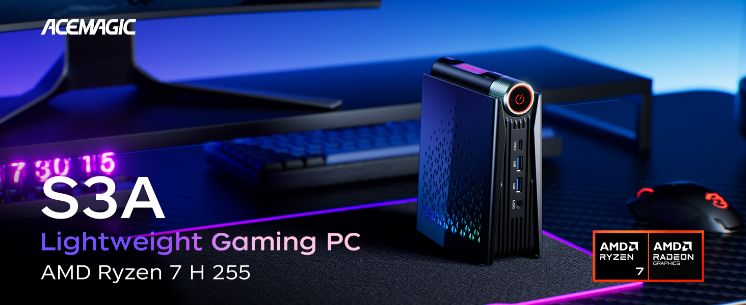 Amazon.com: ACEMAGICIAN S3A Gaming Mini PC, Ryzen 7 H 255 (Up to