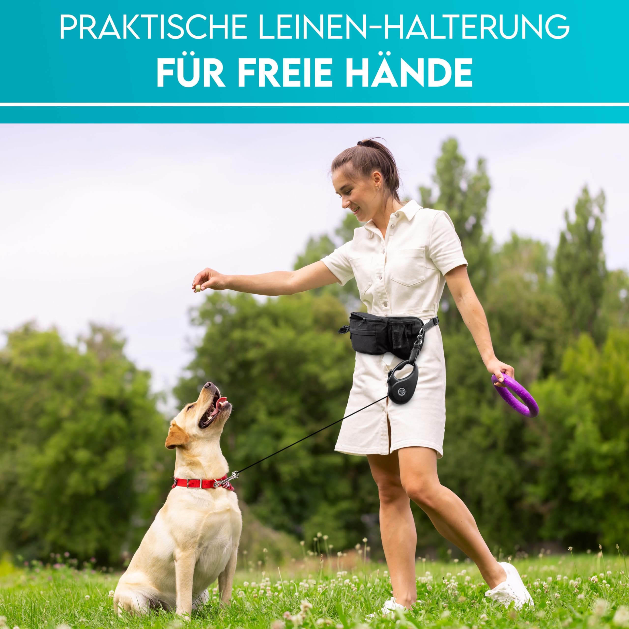 HUND IST KÖNIG Hunde Trainings- & Gassi-Set – Bauchtasche, Leckmatten-Set & 5m Schleppleine – Komplettpaket für Spaziergang, Training & Beschäftigung