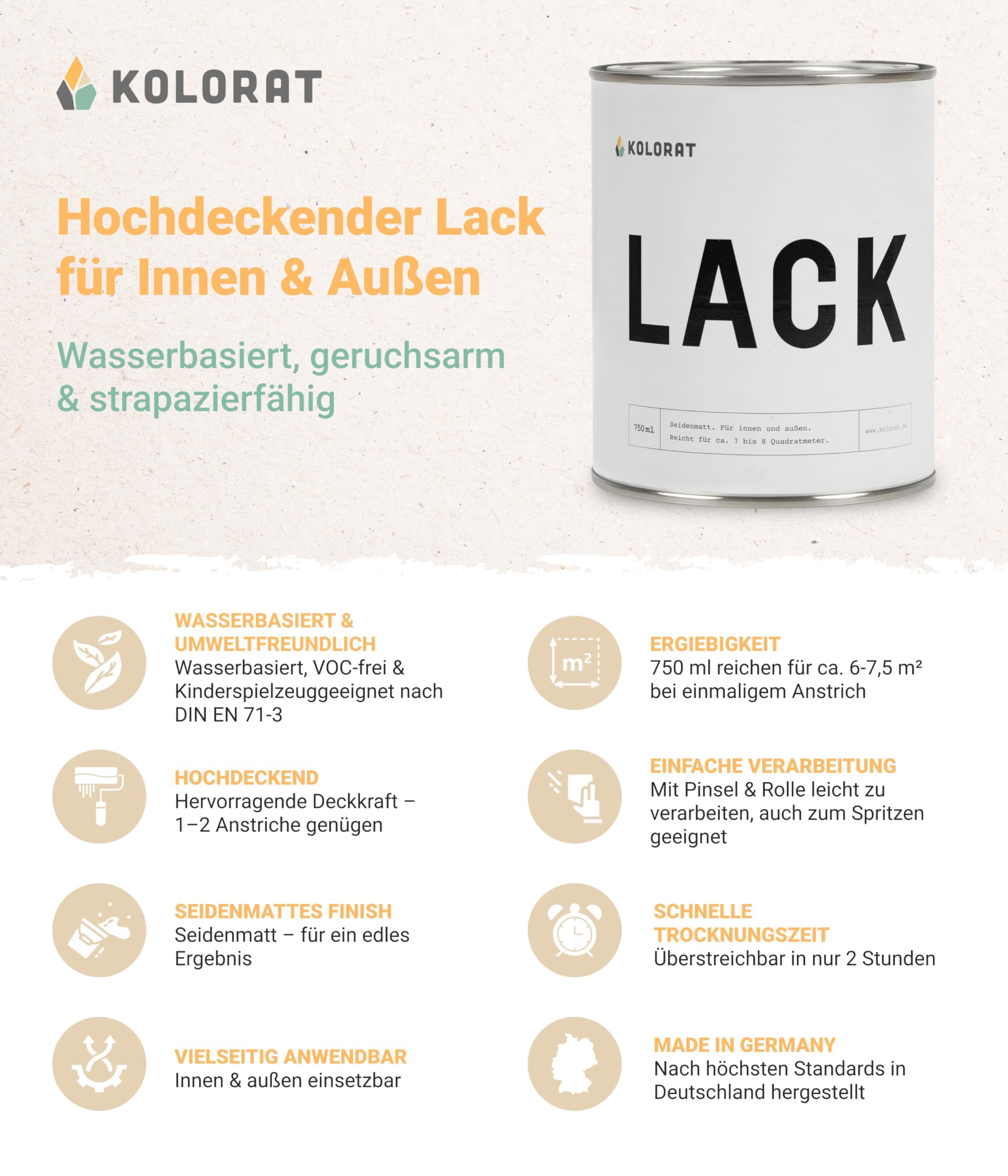 Kolorat® Möbelfarbe helles,warmes Greige 750ml- Hochdeckender Lack für Innen & Außen-wasserbasiert & geruchsarm-Perfekt für Holz,Metall & Kunststoff - Kinderfreundlich nach DIN EN 71-3-Made in Germany