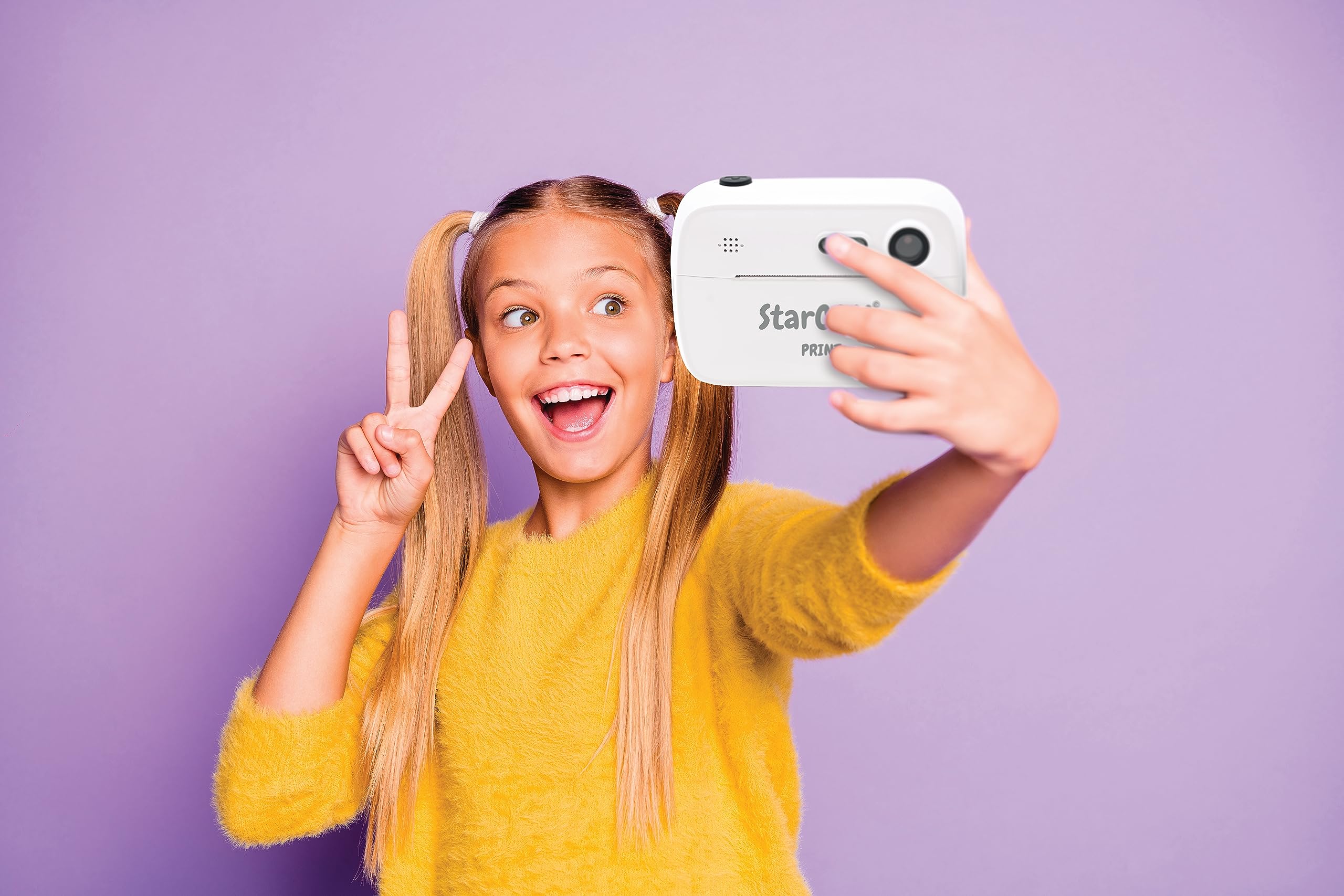 Lexibook, Starcam Print, Aparat Fotograficzny z Drukarką Natychmiastową, Funkcja Zdjęć i Wideo, Karta SD 32 GB i Zestaw do Personalizacji Zdjęć w Zestawie, Biały, DJ150