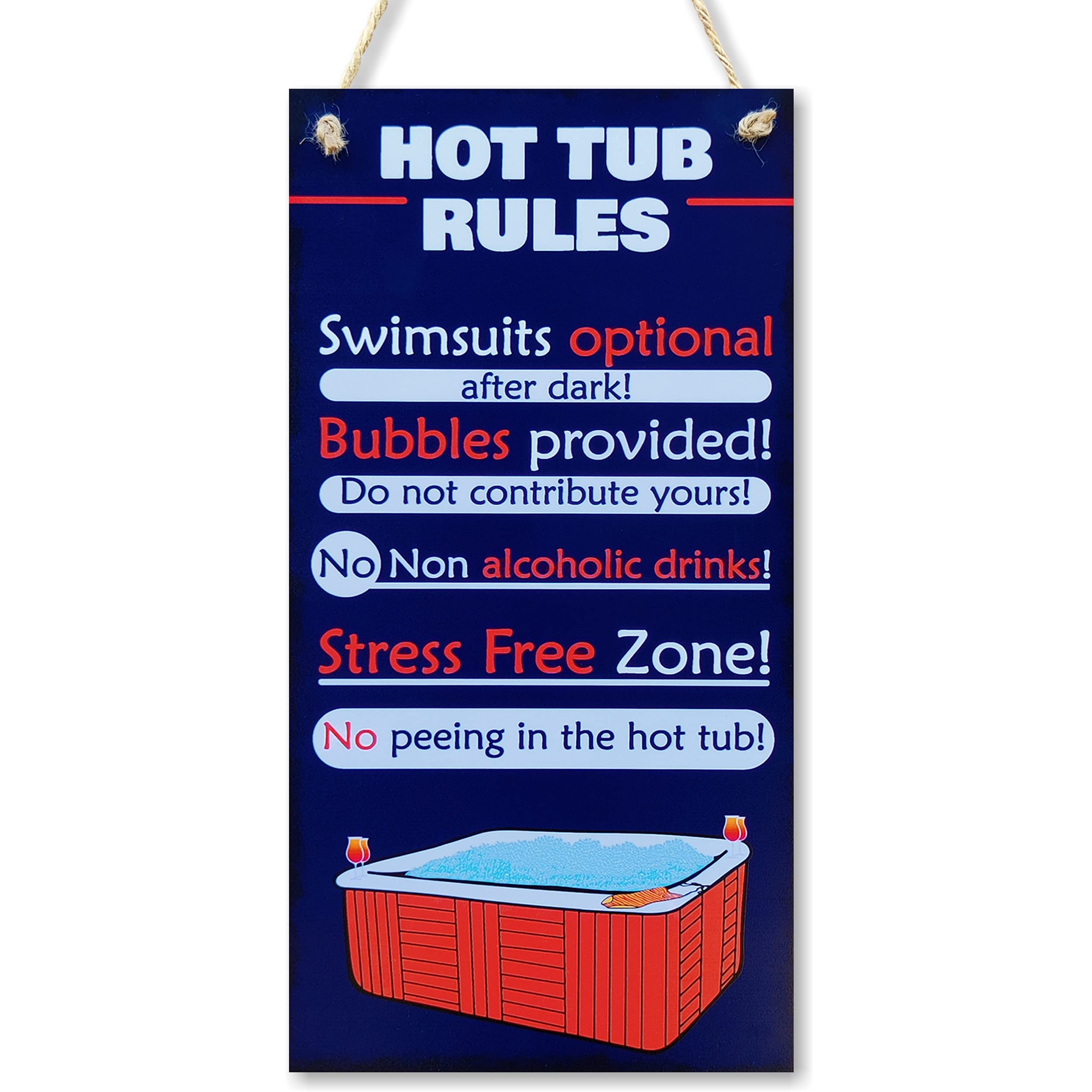 CARISPIBET Hot Tub Rules Signs - Home & Bathroom Decorative Plaques, 12" x 6"