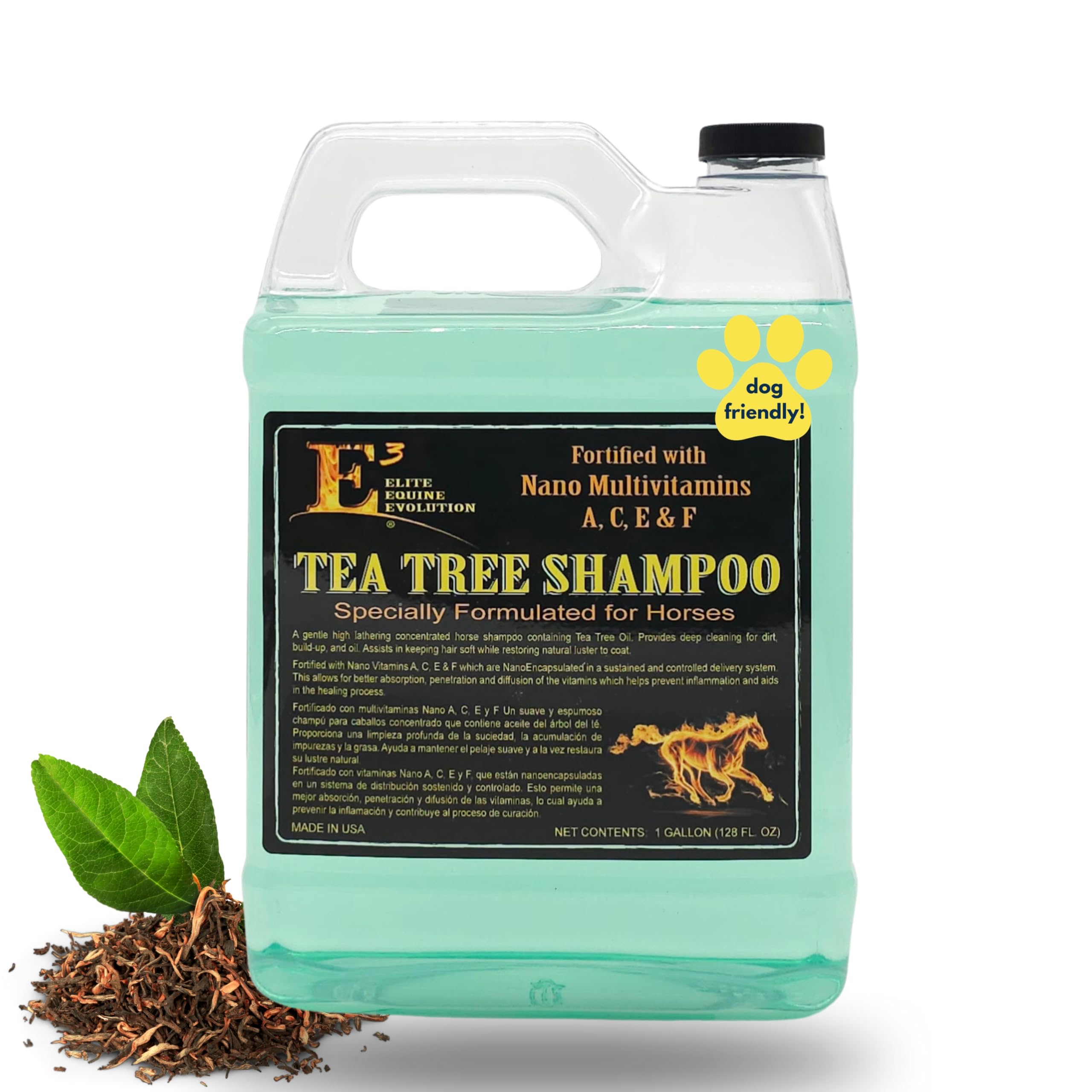 Elite Equine E3 Tea Tree Pet Shampoo Concentrated Formula Soft Hair Restore Gal