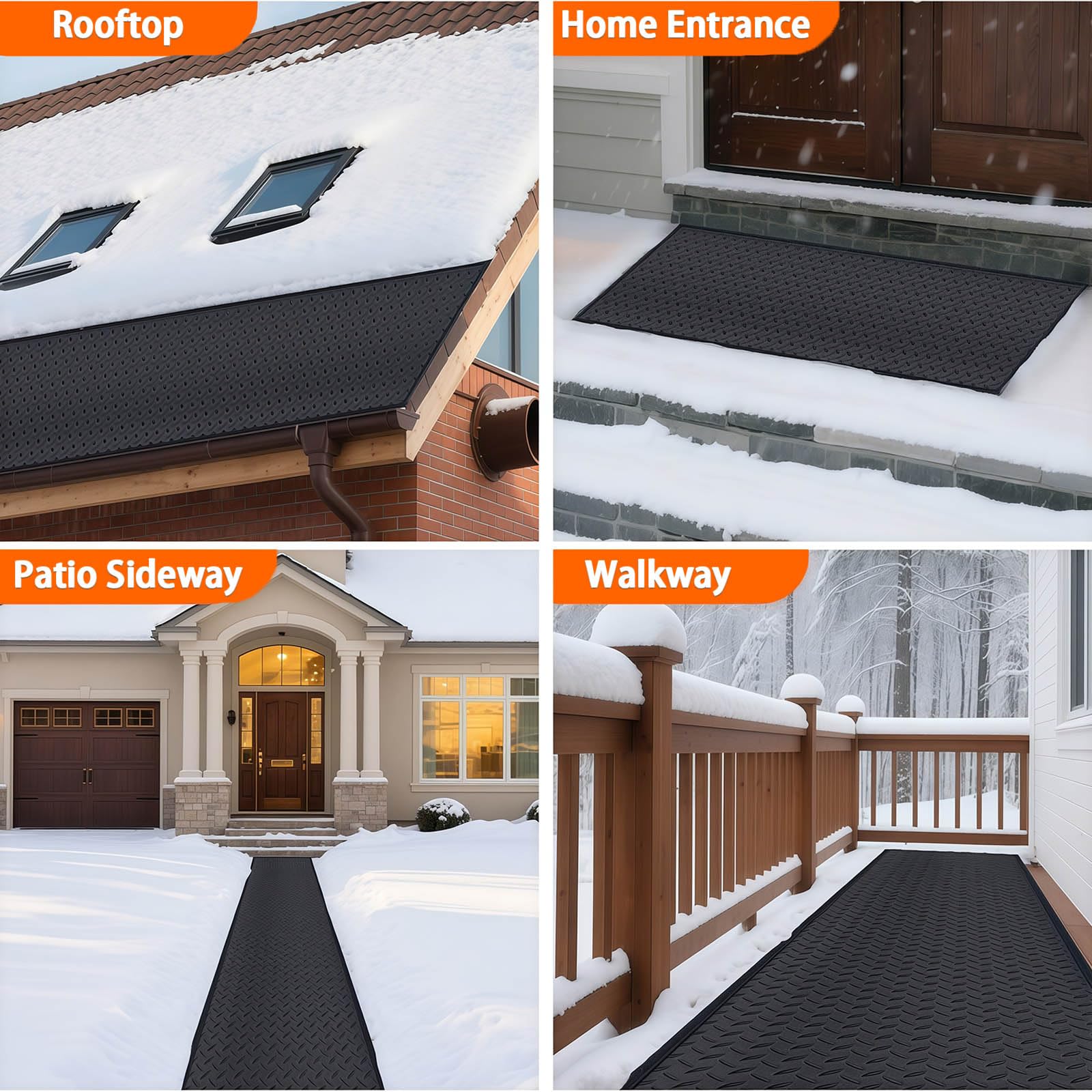 Tapis Chauffant AntidéRapant pour Fonte De Neige, Tapis Chauffant pour AlléEs De Neige Et De Glace, Tapis D'Escalier ExtéRieur d'hiver avec Cordon d'alimentation