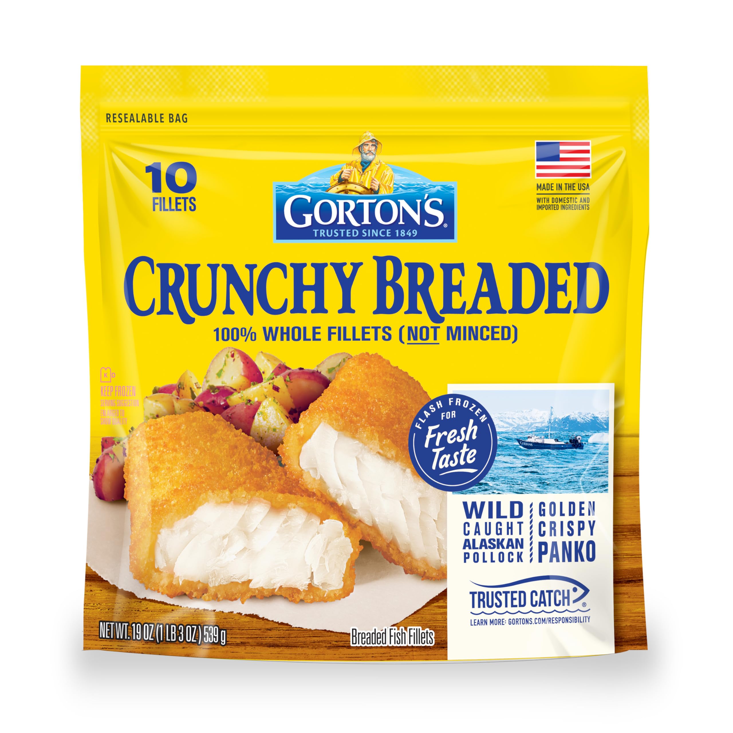 Gortons Crunchy Breaded Fish Fillets 19 oz Frozen — view 3