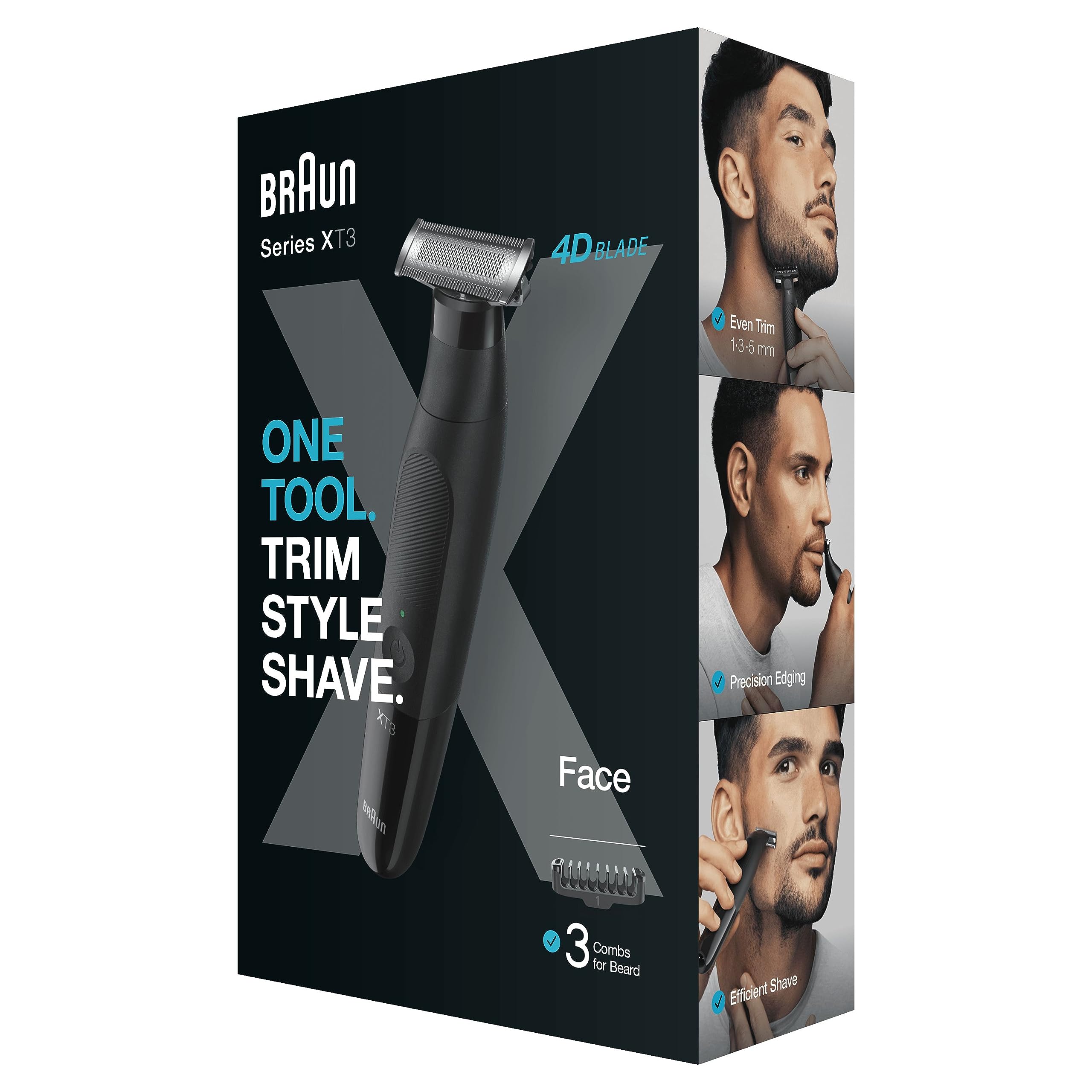 Braun Series X, hybrydowy elektryczny męski trymer do brody i golarka do ciała, Ostrze 4D, SkinShield, wodoodporny, bezprzewodowy XT3100